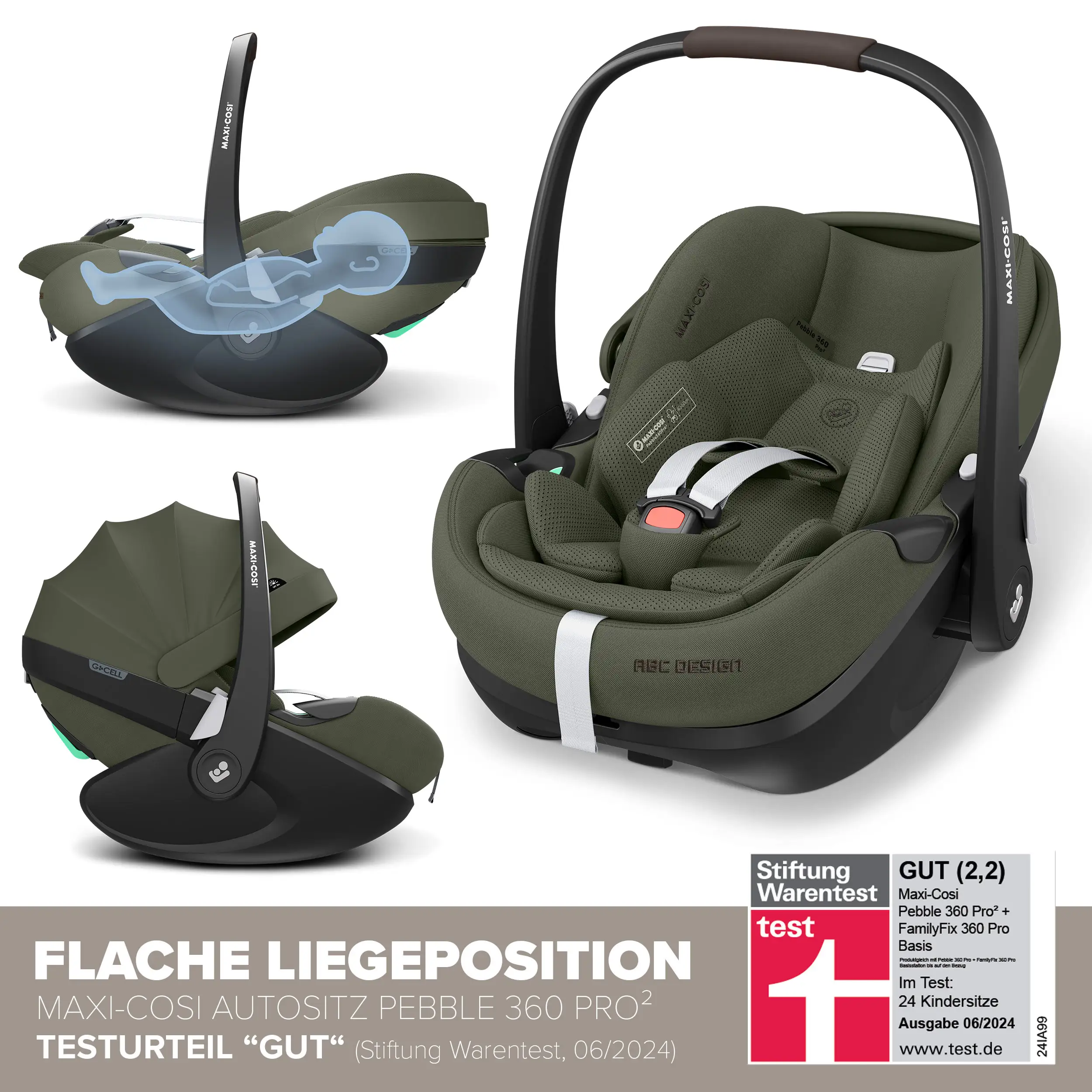 Set passeggino 3in1 Salsa 5 Air incl. Seggiolino per auto Maxi Cosi Pebble 360 Pro 2 - Avocado