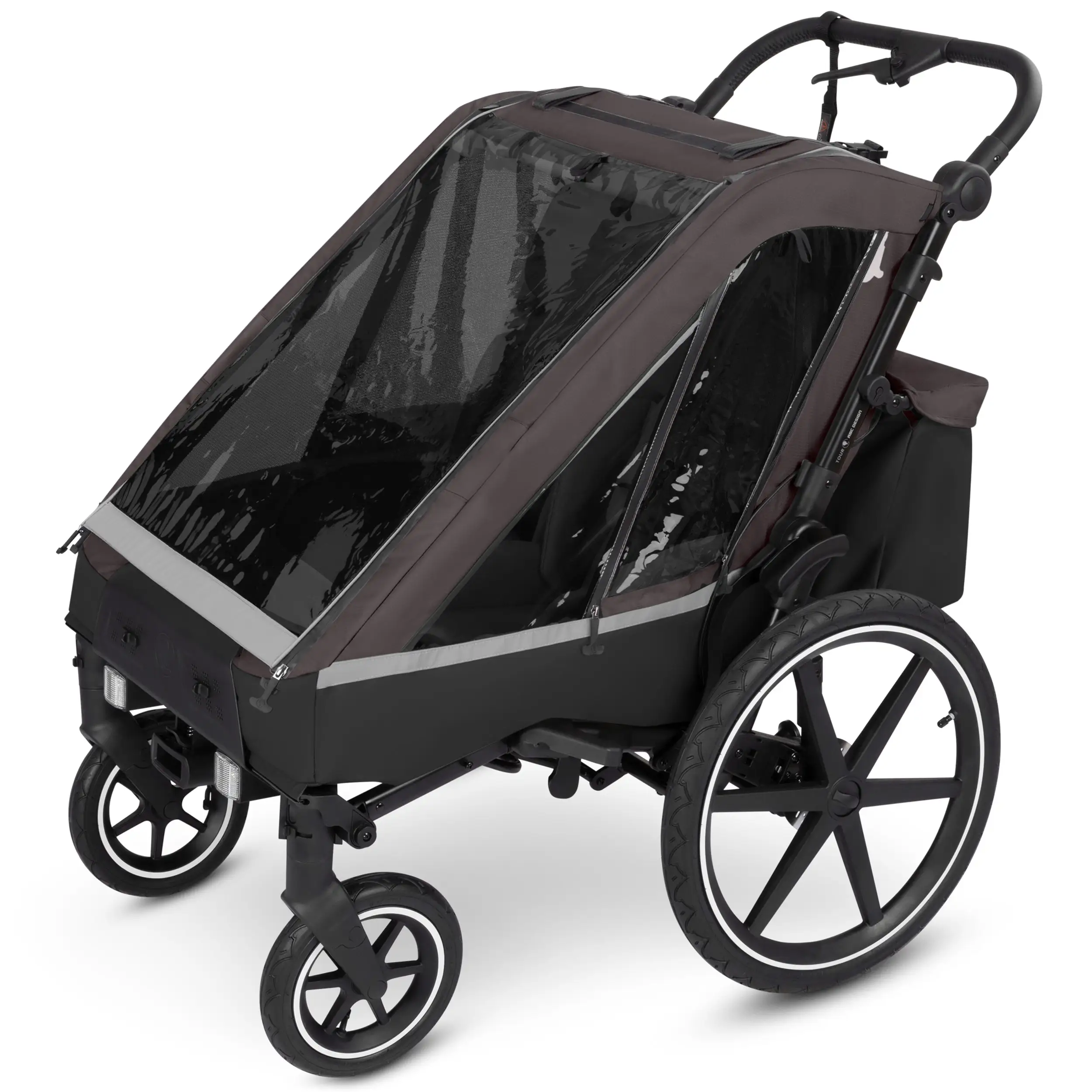 Rimorchio per biciclette Tour 2 con 2 comodi sedili e Ruote con camera d’aria - Falcon