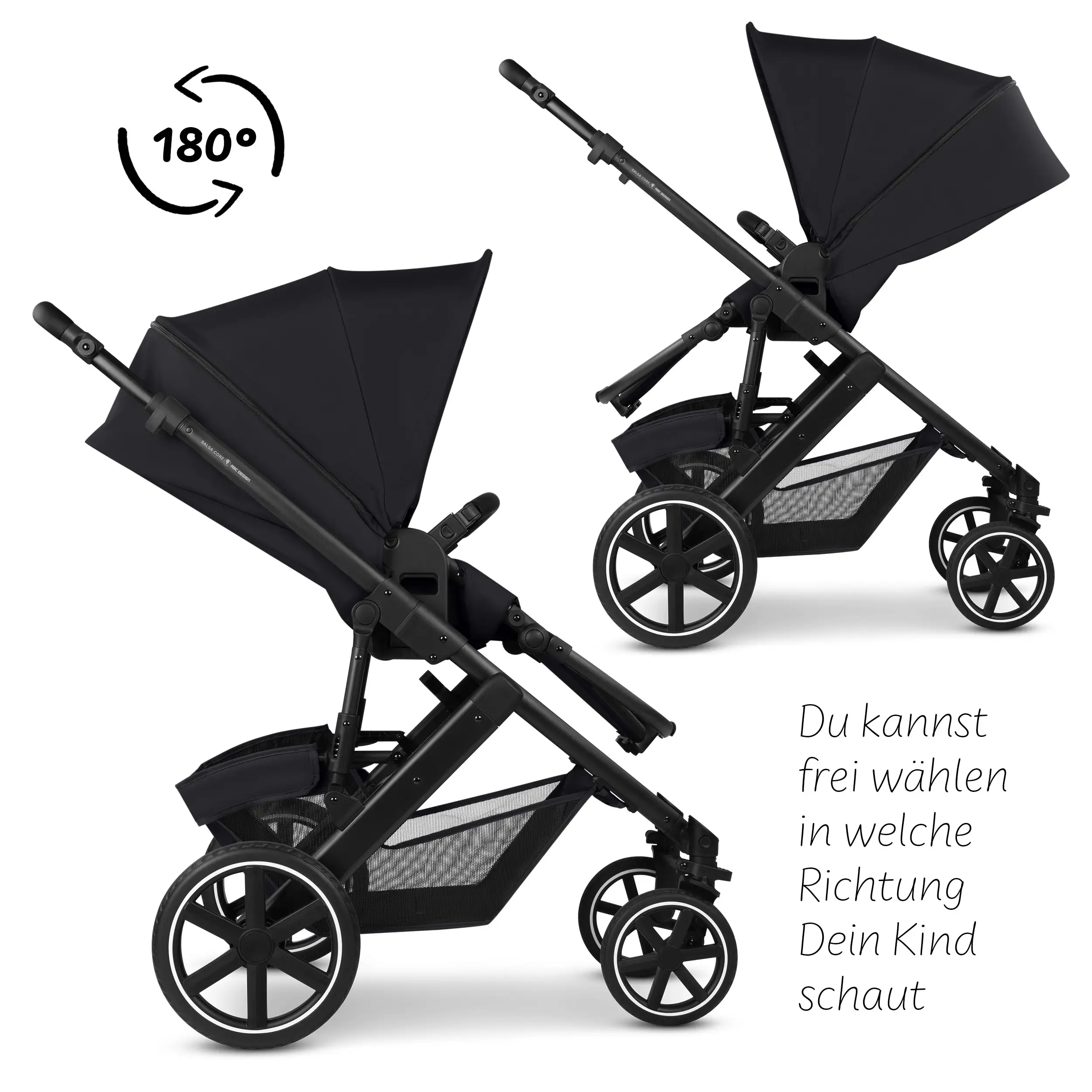 Set passeggino 3in1 Salsa Core incl. ovetto Calla con funzione reclinabile - Ink