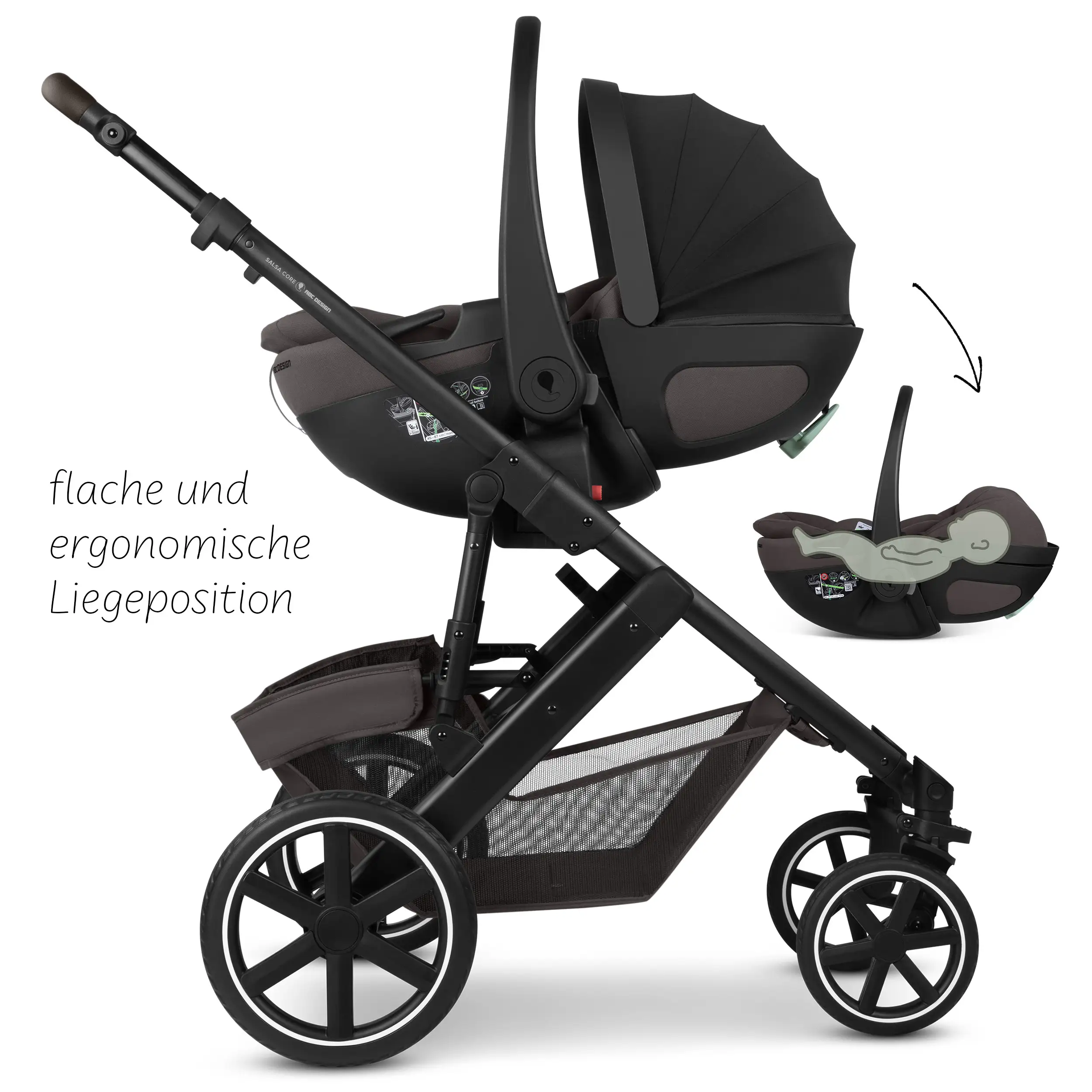 Set passeggino 3in1 Salsa Core incl. ovetto Calla con funzione reclinabile - Falcon