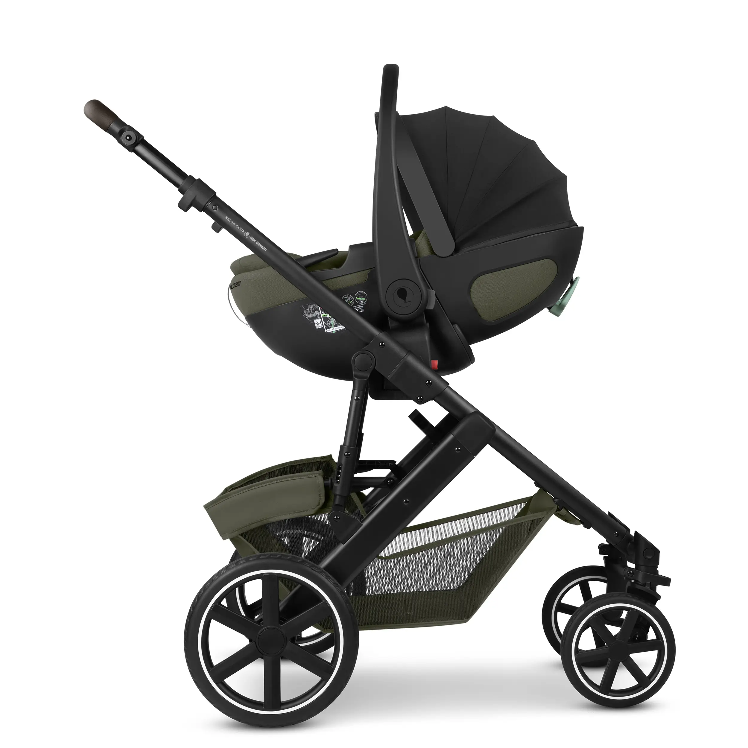 Set passeggino 3in1 Salsa Core incl. Seggiolino per auto Calla dotato di funzione reclinabile - Olive