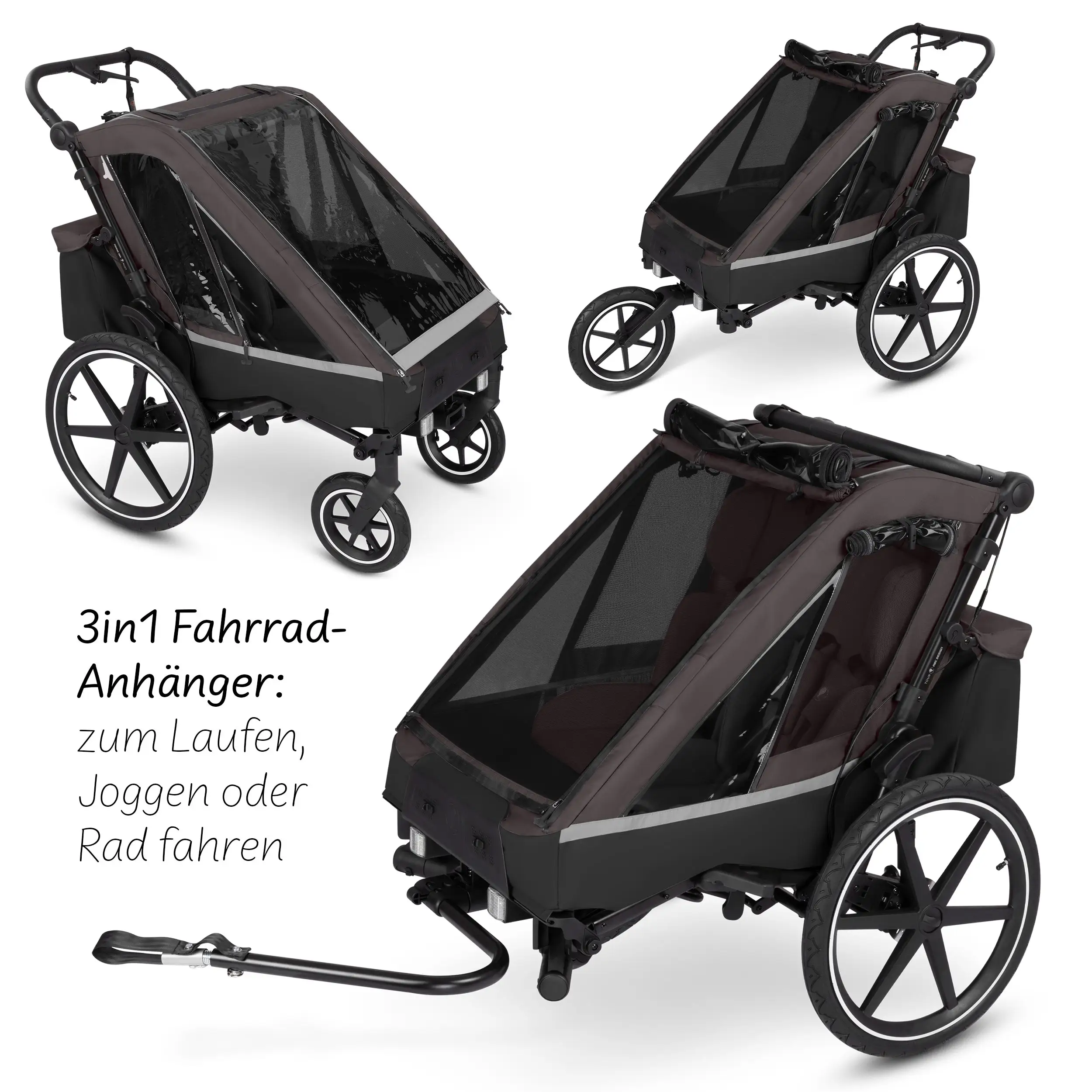 Rimorchio per biciclette Tour 2 con 2 comodi sedili e Ruote con camera d’aria - Falcon