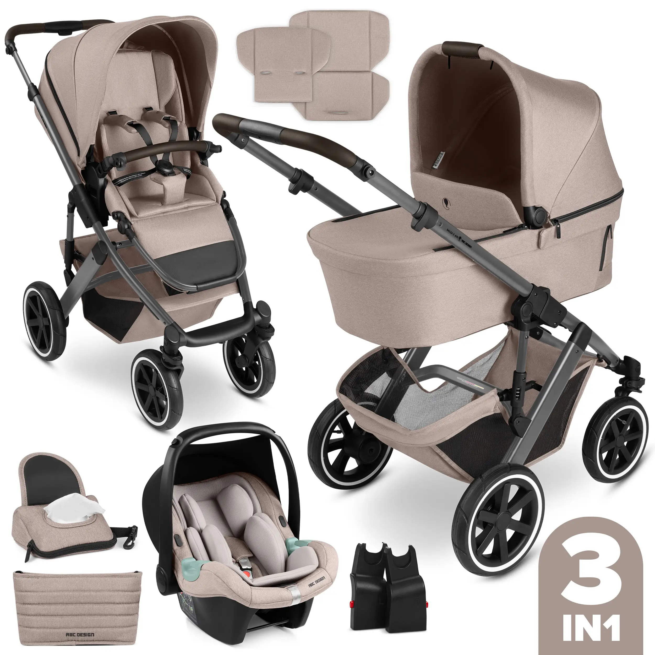 Set passeggino 3in1 Salsa 5 Air - Camel
