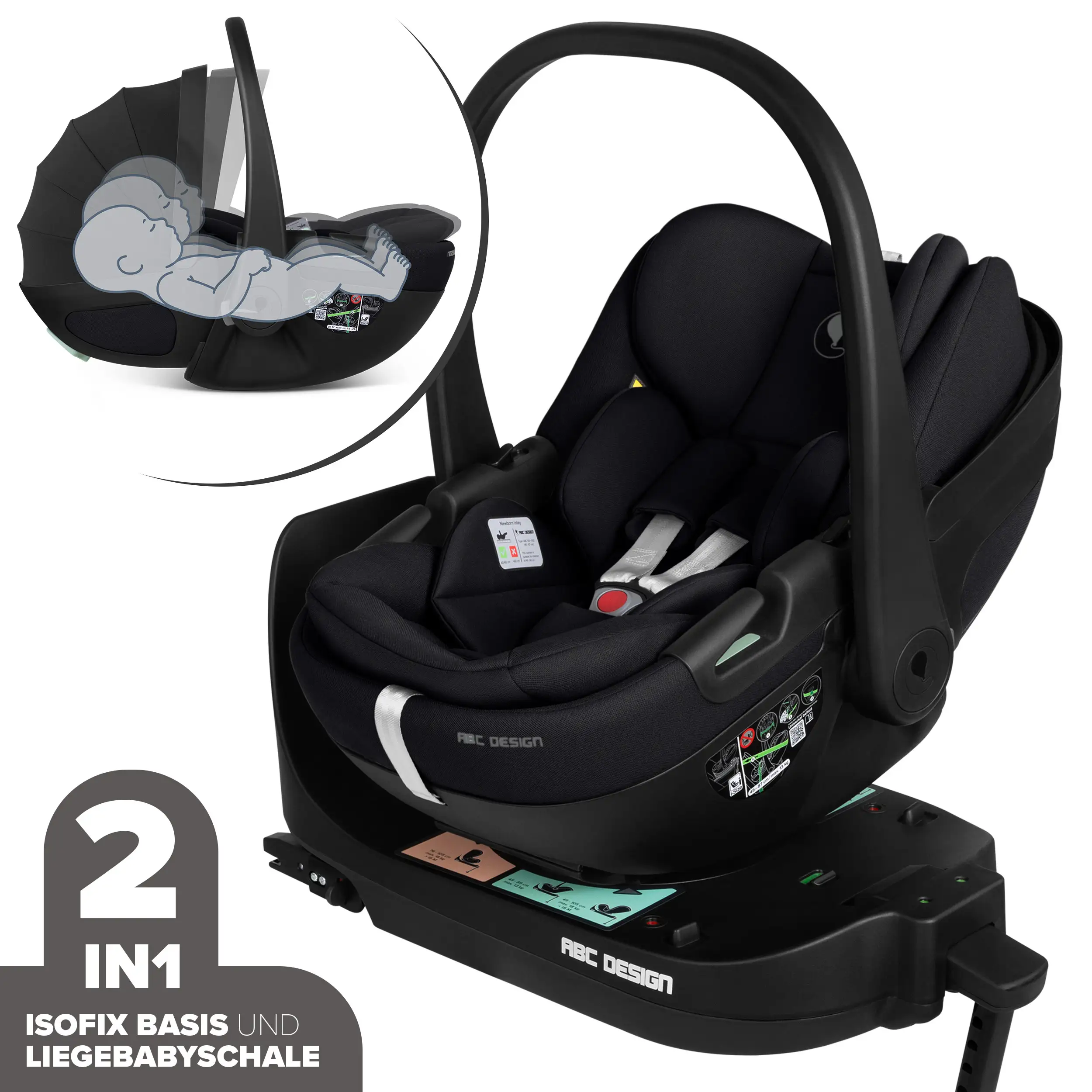Ovetto Calla i-Size reclinabile incl. base ISOFIX girevole Root - Ink
