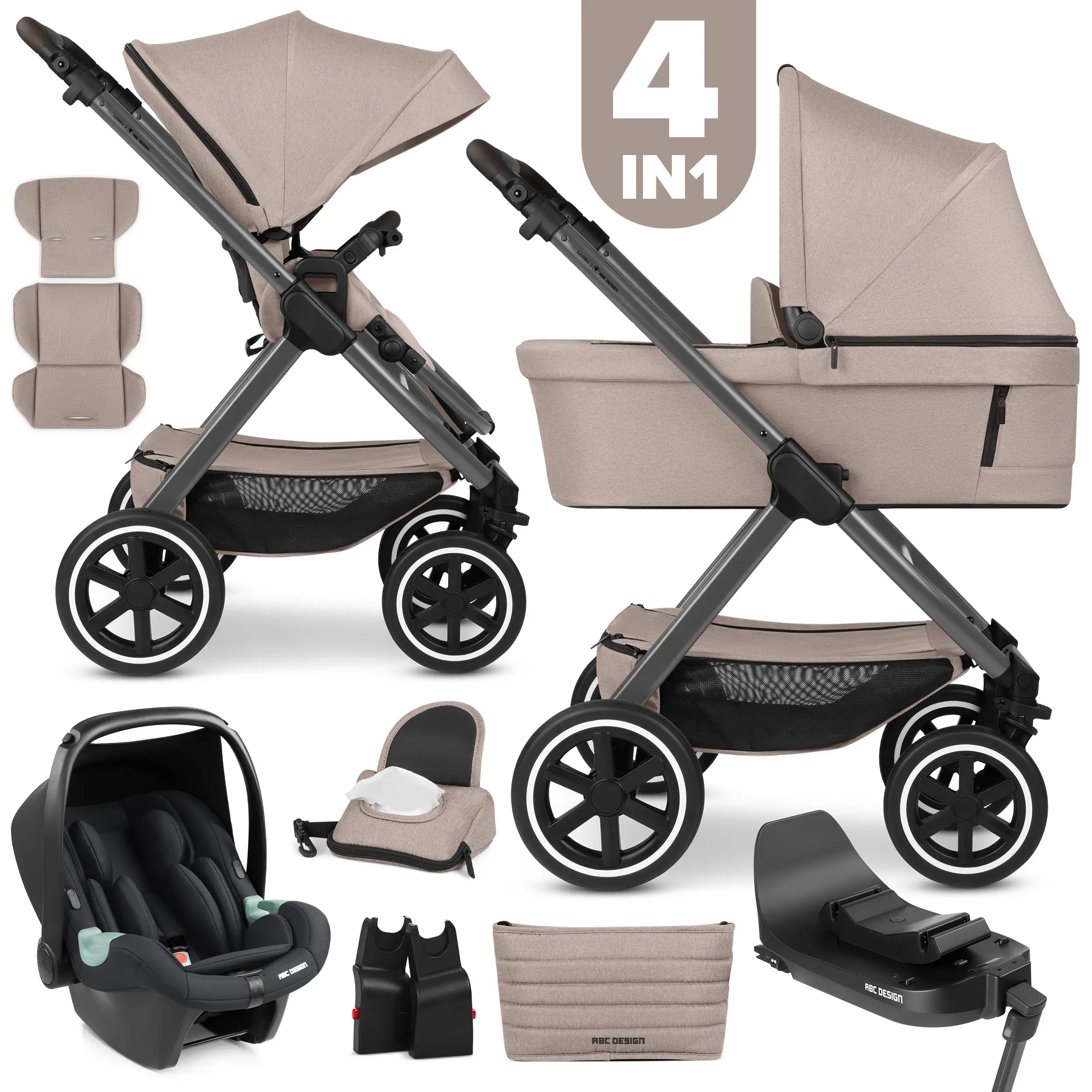 Sset 4in1 Passeggino Samba 2 incl. Base Isofix - Camel