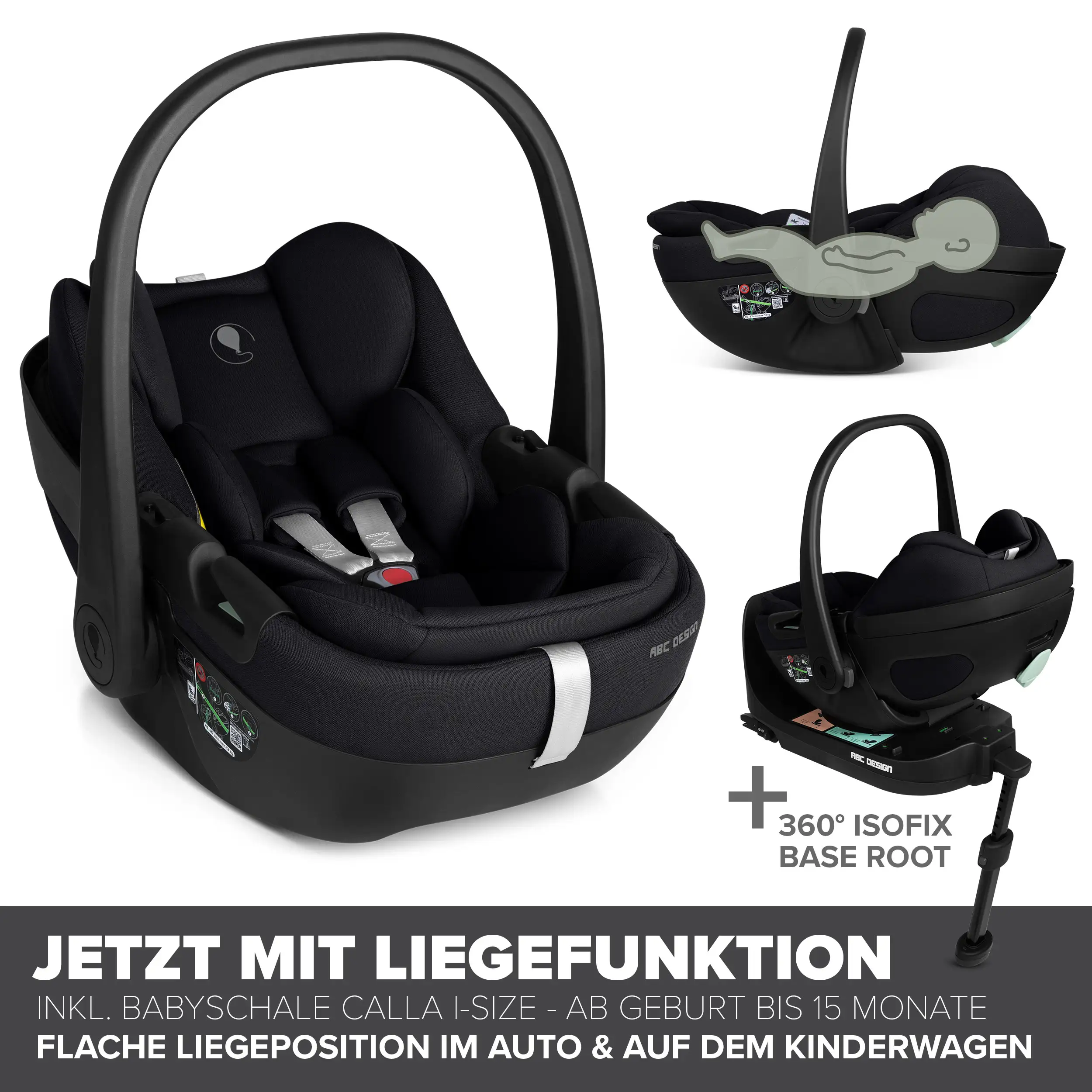 Set passeggino 4in1 Salsa Core incl. ovetto Calla con funzione reclinabile e base ISOFIX Root - Ink