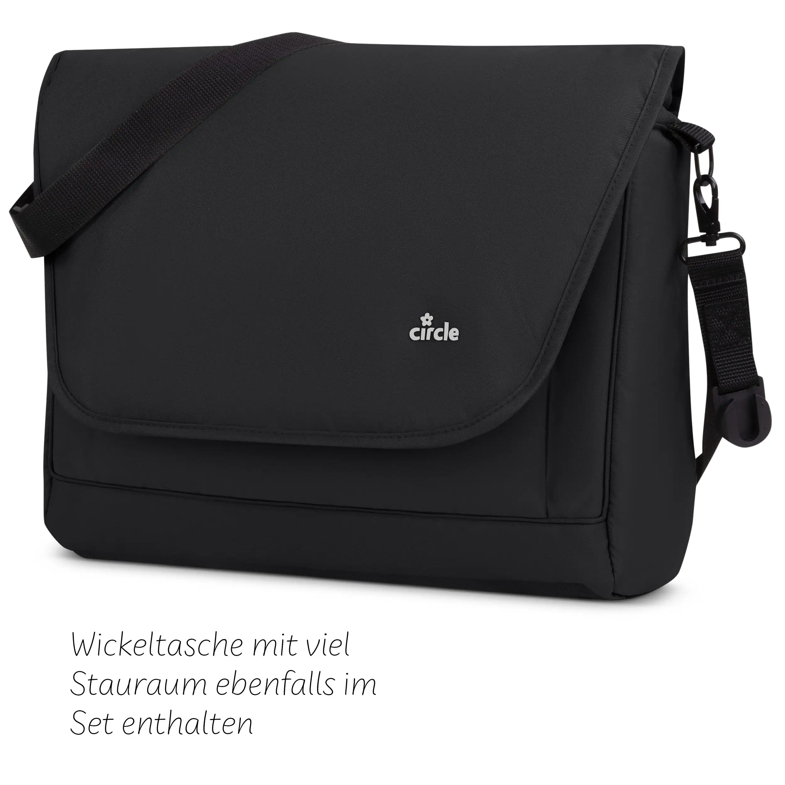 Set di accessori per passeggino - Borsa fasciatoio, coprigambe invernale, parapioggia e zanzariera - Black