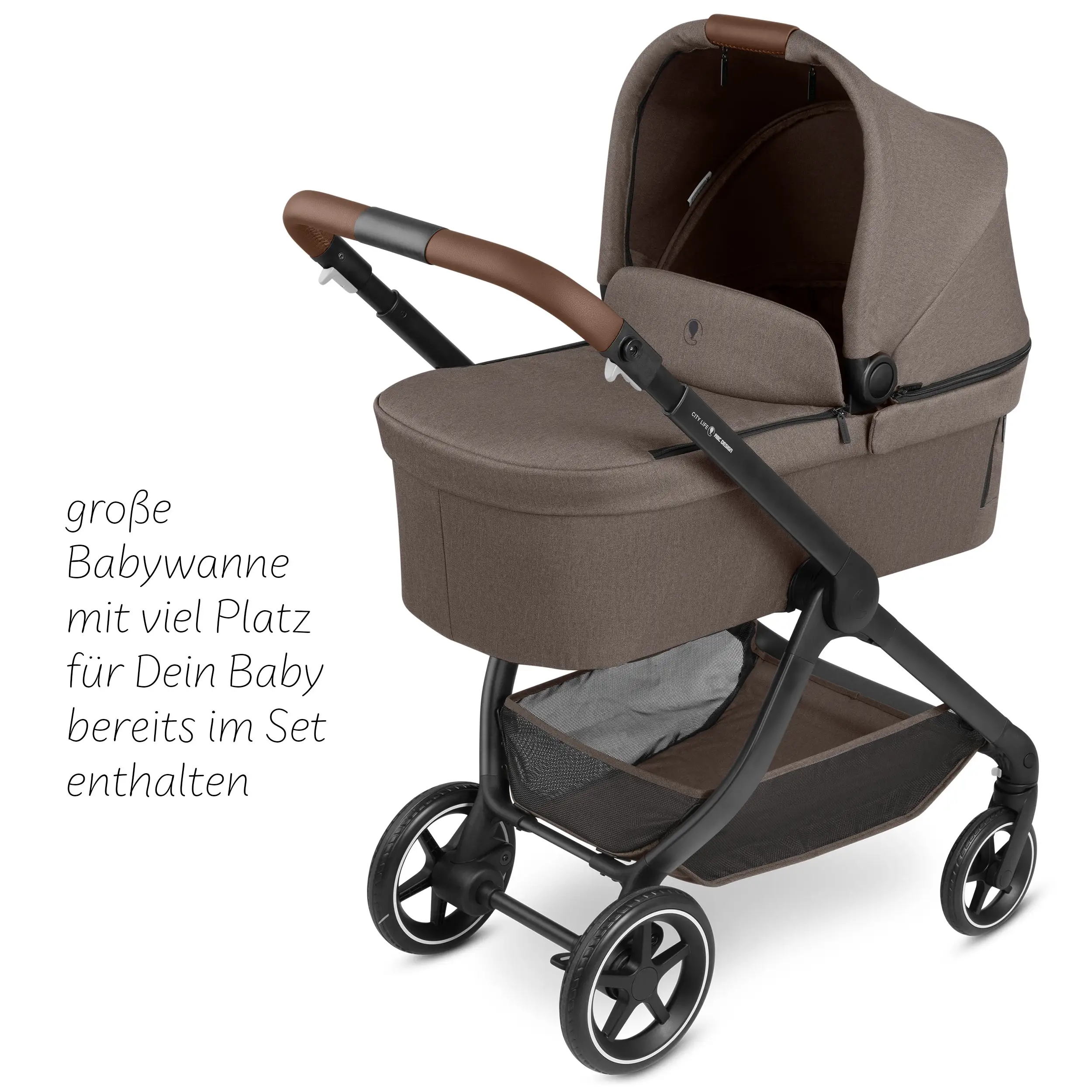 4in1-Kinderwagen-Set City Life inkl. Babyschale Calla mit Liegefunktion - Nature