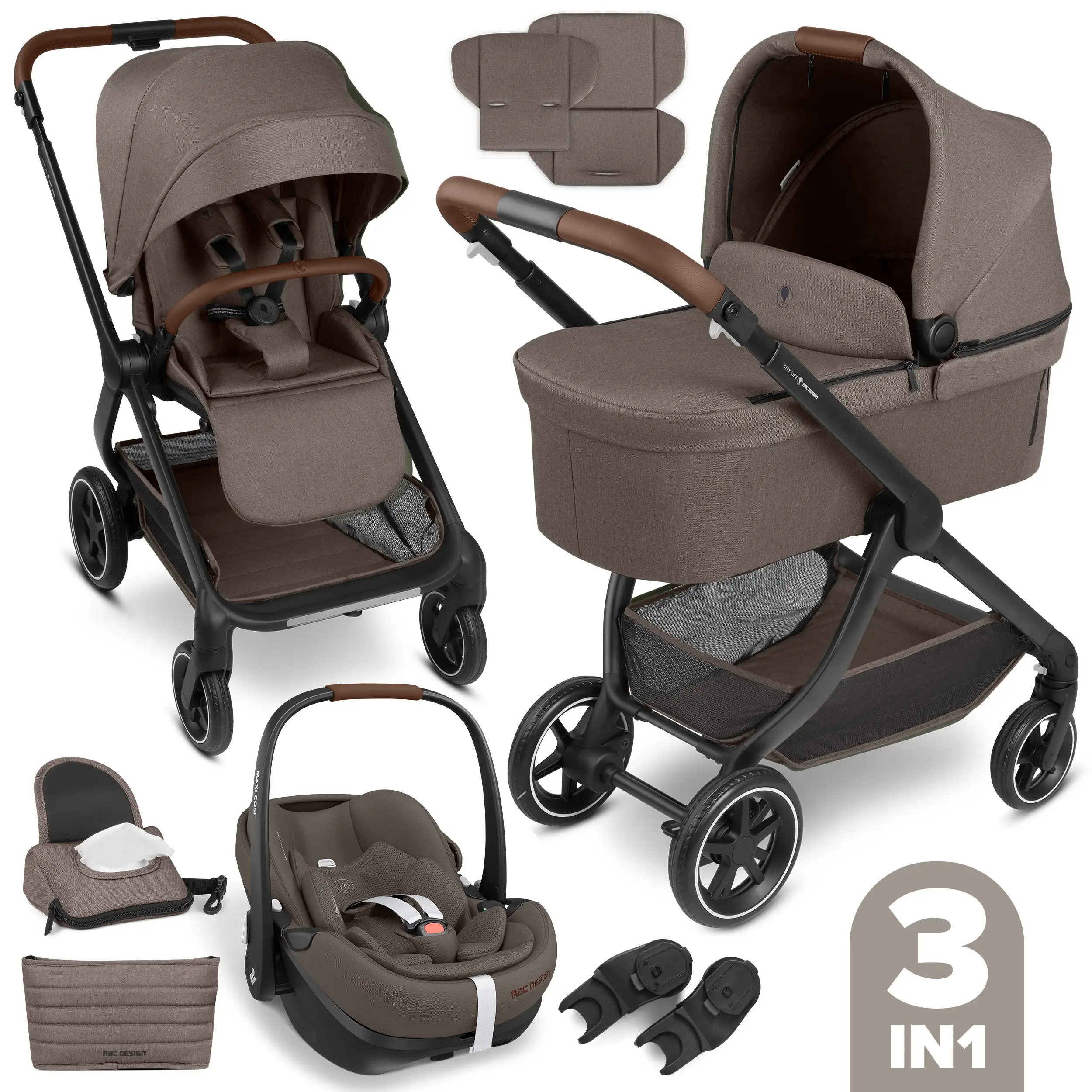 Set passeggino 3in1 City Life incl. ovetto Maxi-Cosi Pebble 360 Pro 2 - Nature
