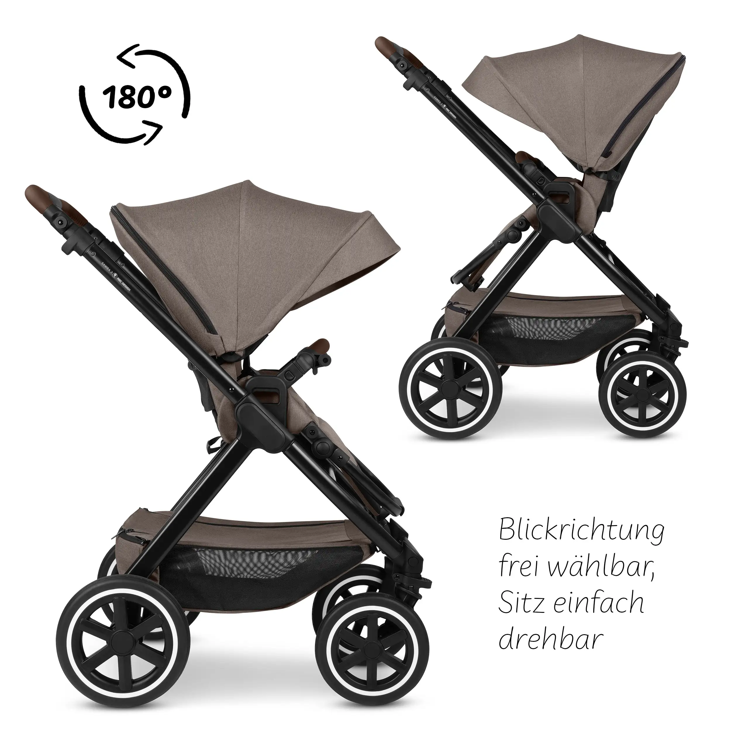 3in1-Kinderwagen-Set Samba 2 inkl. Babyschale Calla mit Liegefunktion - Nature