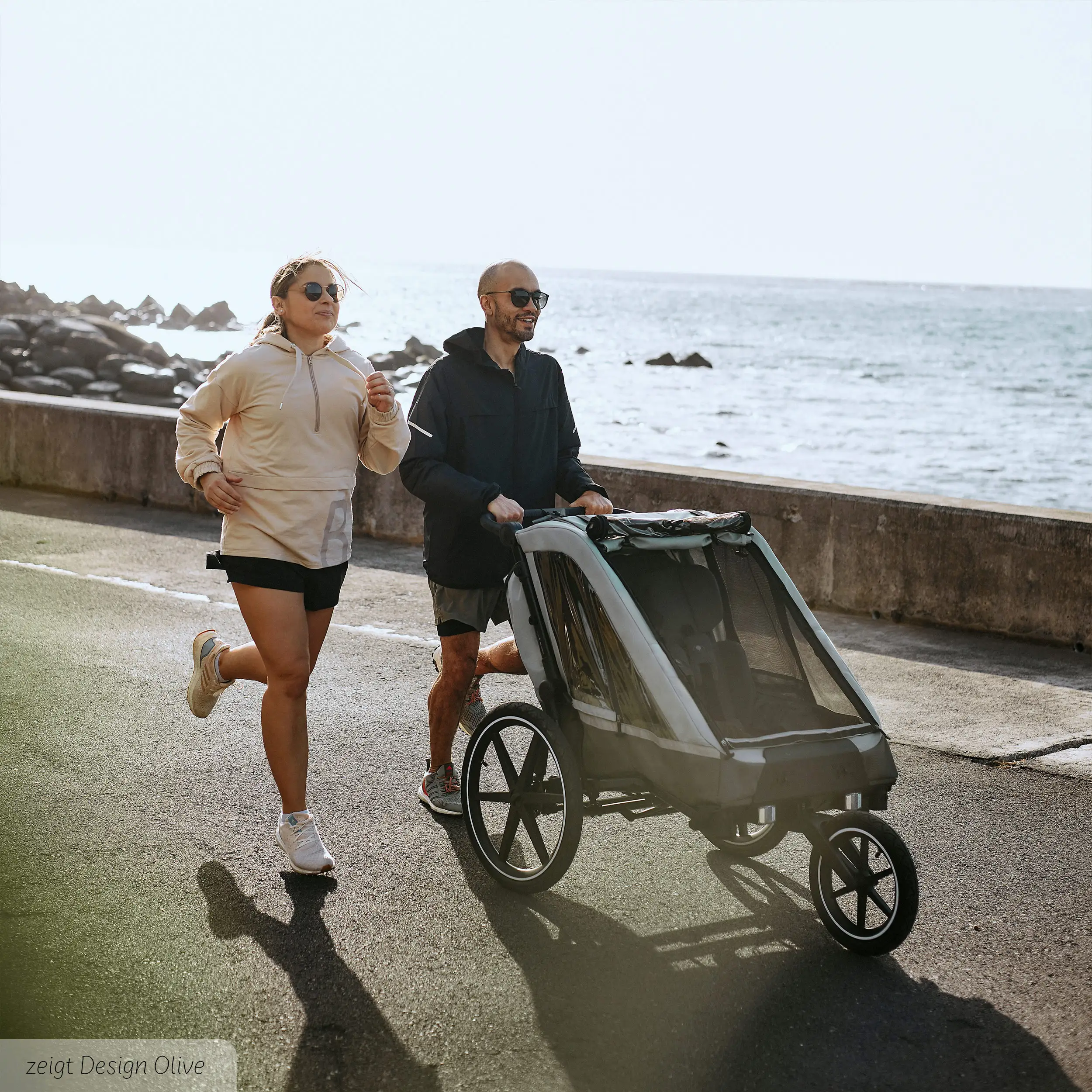Rimorchio per biciclette Tour 2 con 2 comodi sedili e Ruote con camera d’aria - Falcon