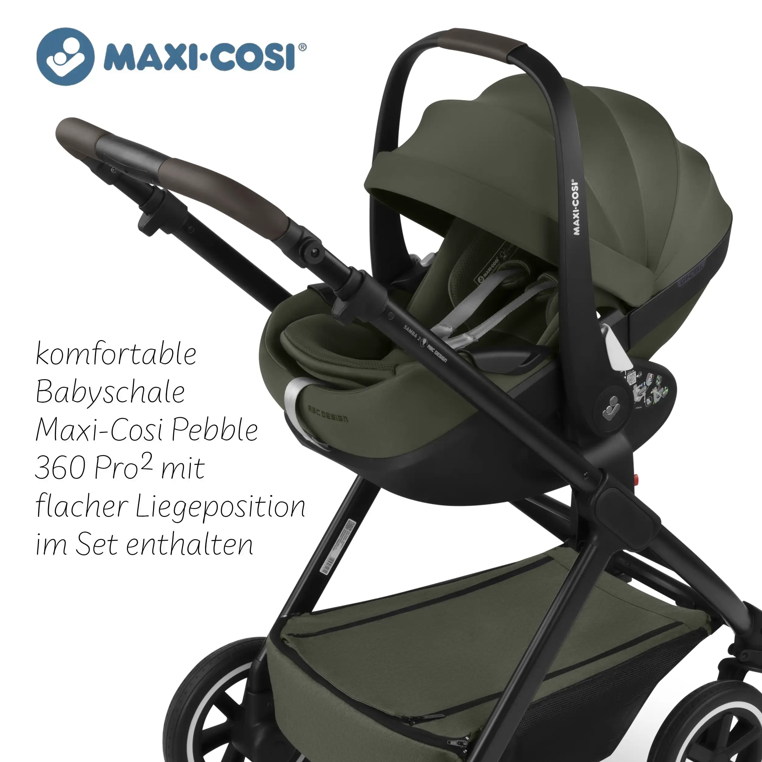 Set passeggino 3in1 Samba 2 con ovetto Maxi Cosi Pebble 360 Pro 2 - Avocado