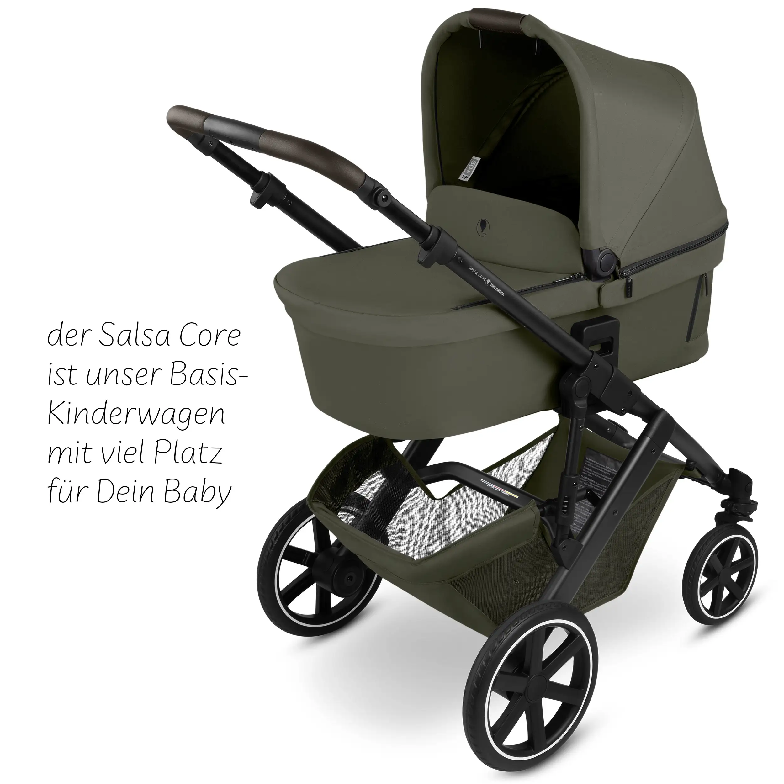 Set passeggino 4in1 Salsa Core incl. ovetto Calla con funzione reclinabile e base ISOFIX Root - Olive
