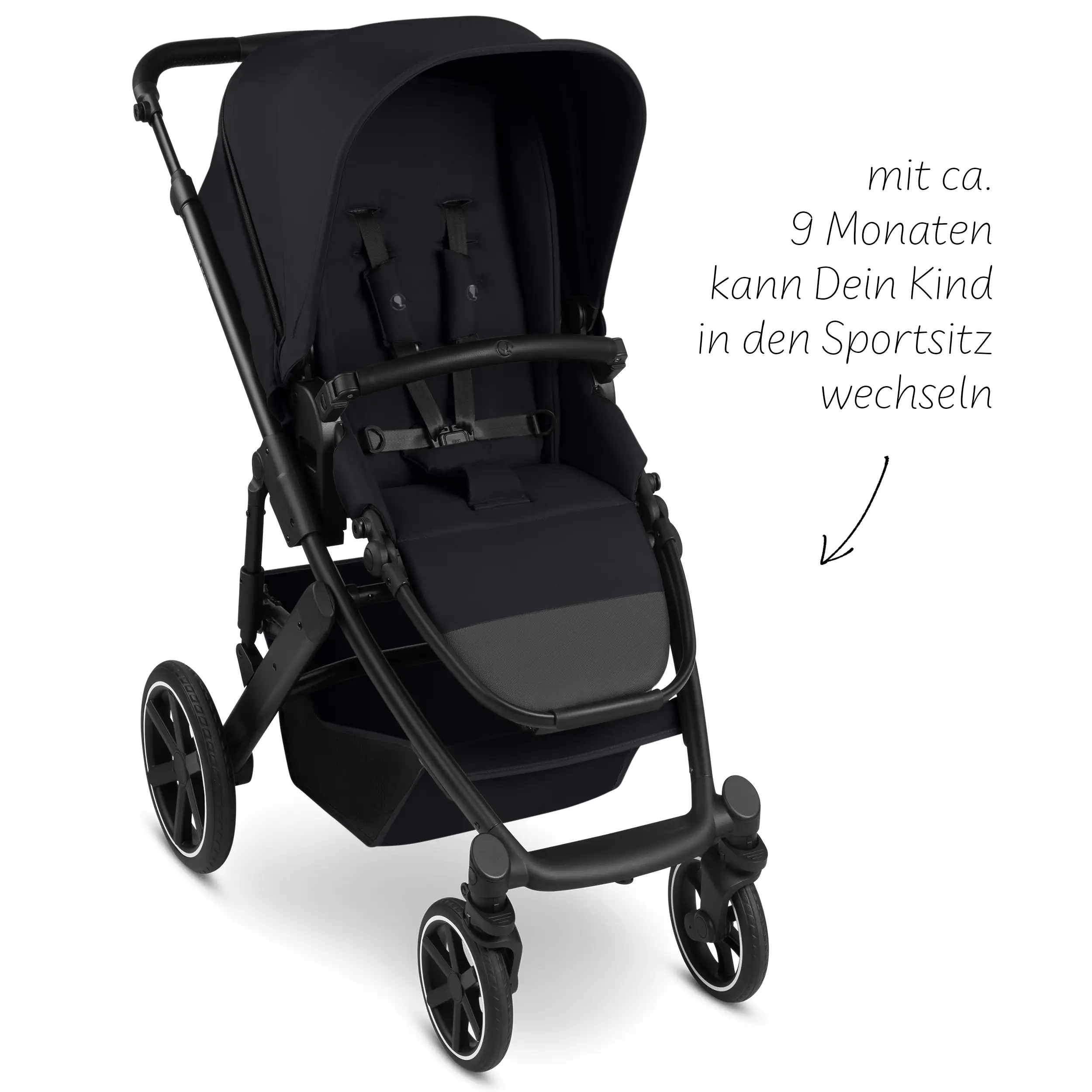 Set passeggino 4in1 Salsa Core incl. ovetto Calla con funzione reclinabile e base ISOFIX Root - Ink