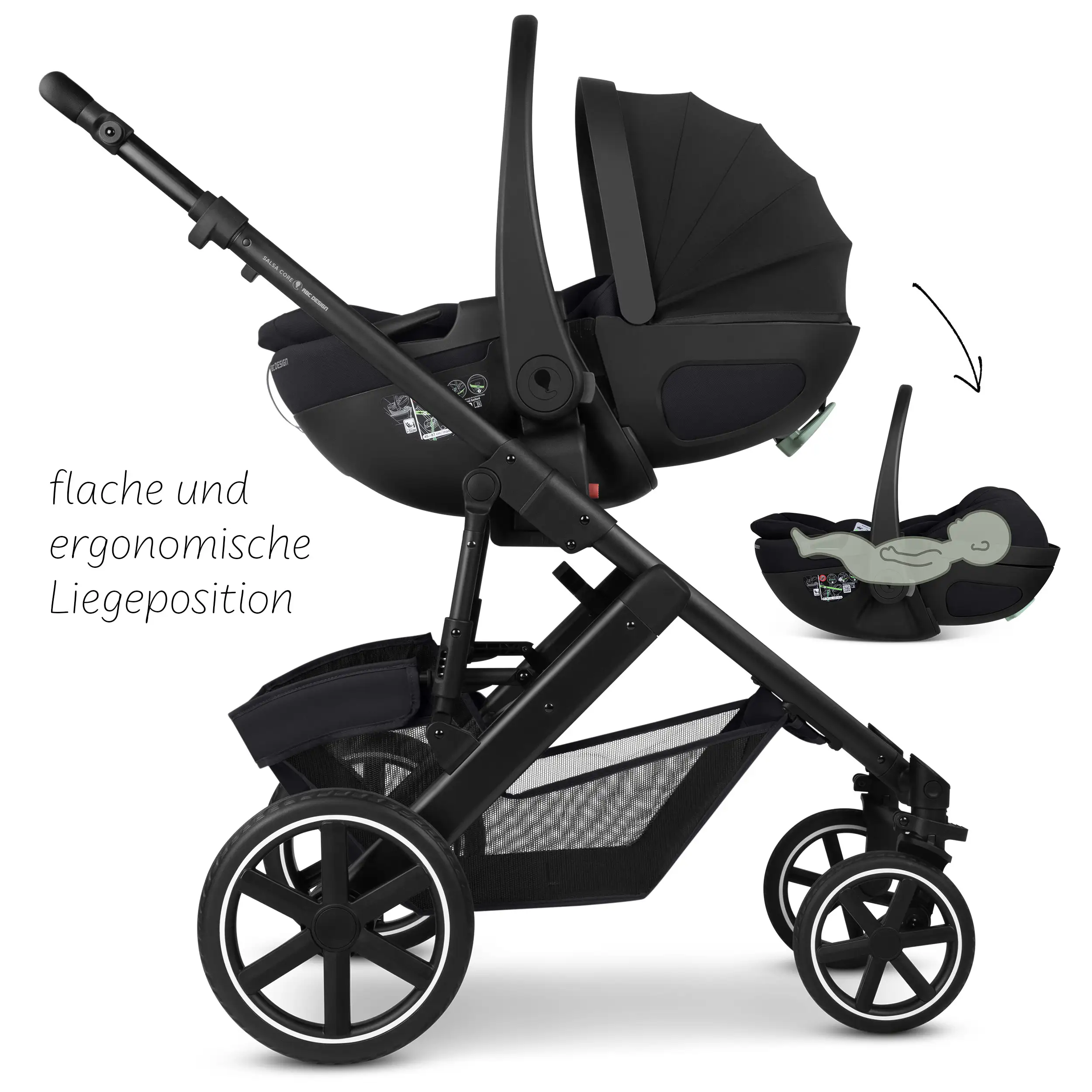 Set passeggino 3in1 Salsa Core incl. ovetto Calla con funzione reclinabile - Ink