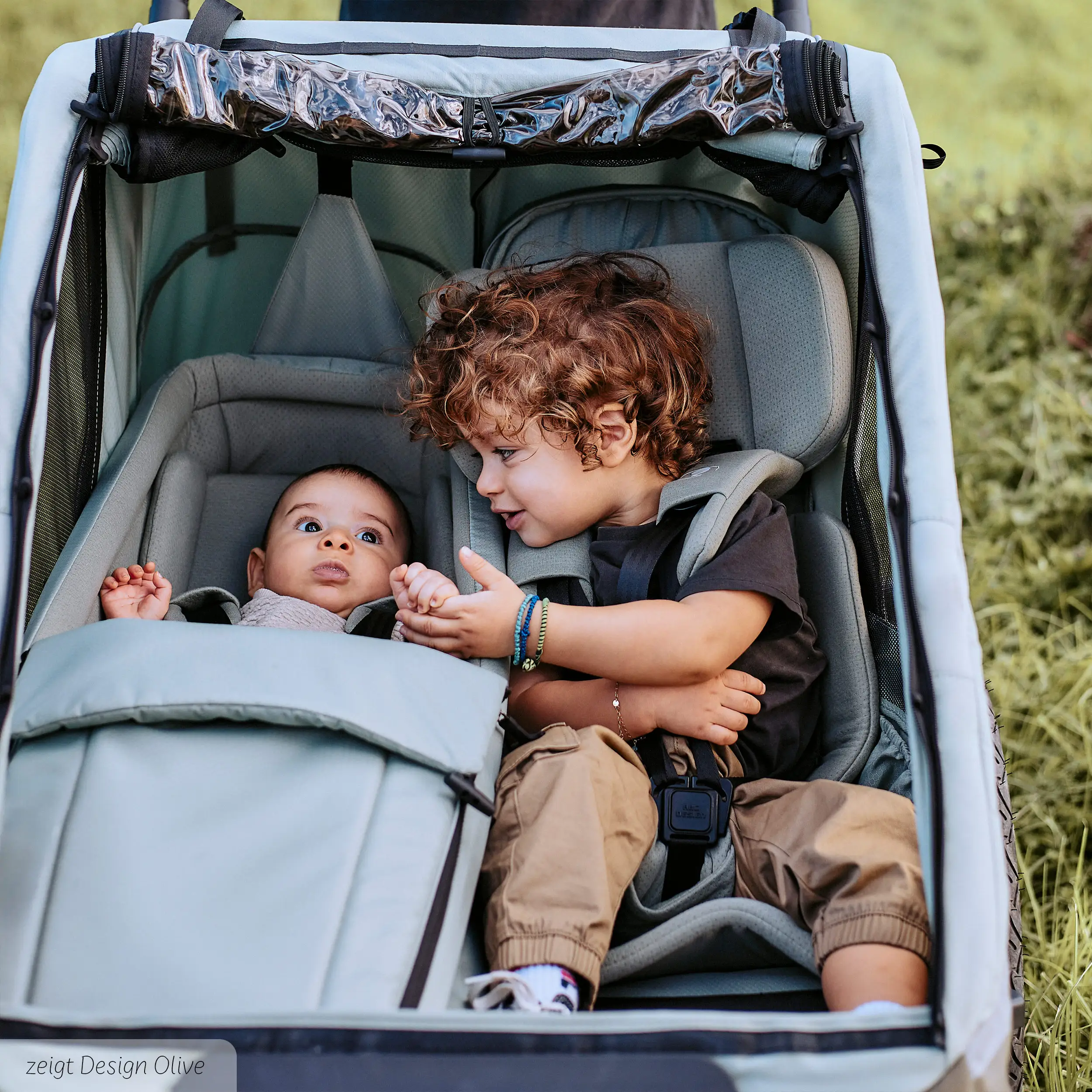 Rimorchio per biciclette Tour 2 con 2 comodi sedili e Ruote con camera d’aria - Falcon