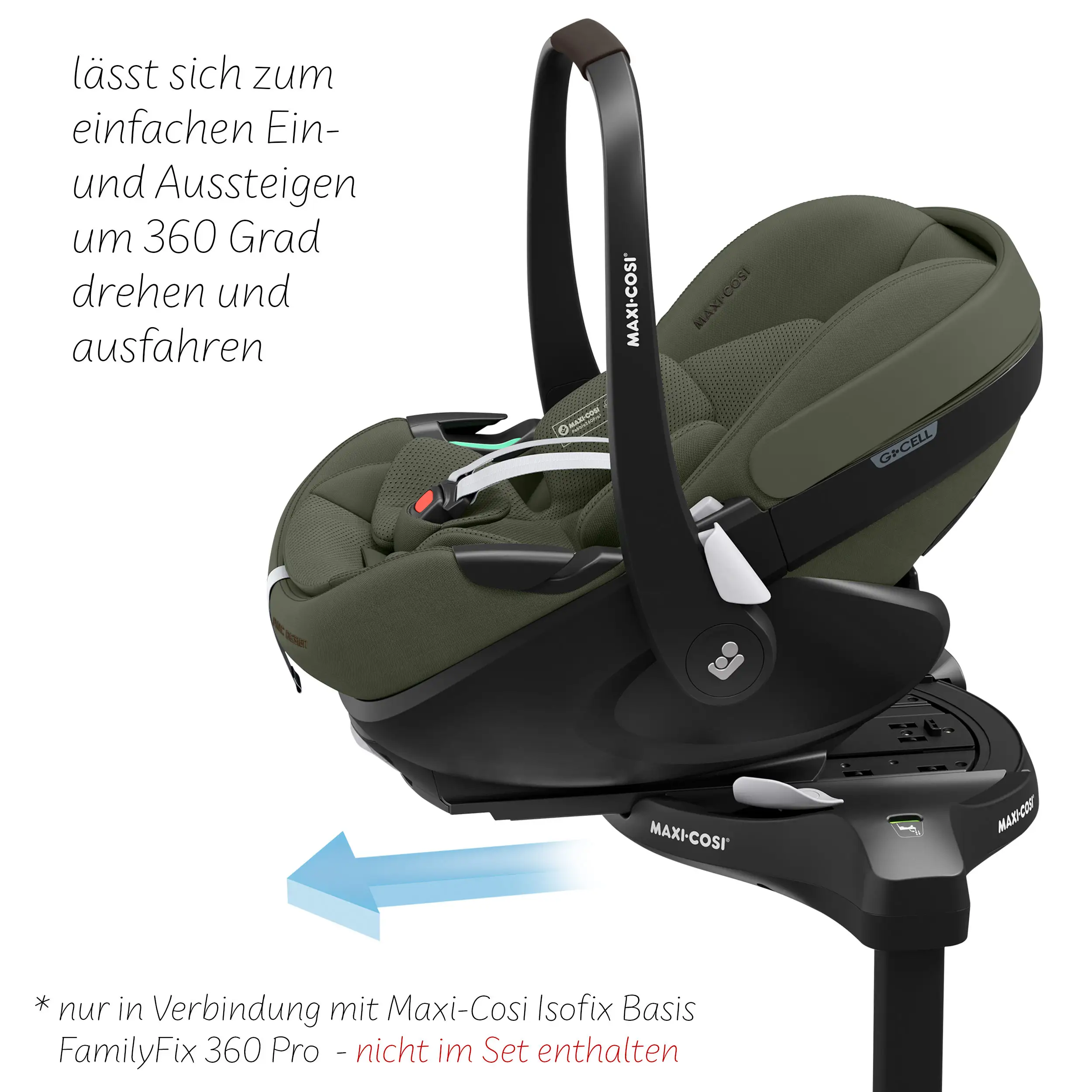 Set passeggino 3in1 Salsa 5 Air incl. Seggiolino per auto Maxi Cosi Pebble 360 Pro 2 - Avocado