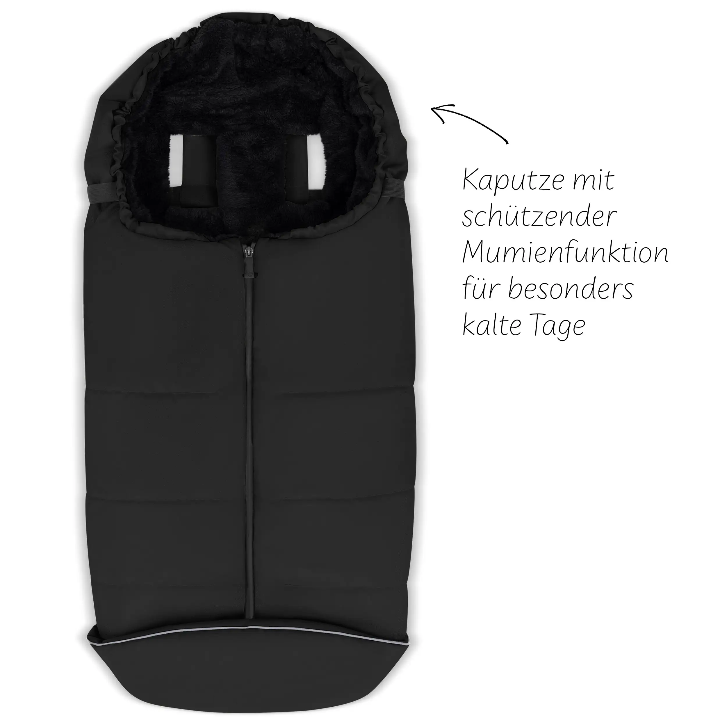 Set di accessori per passeggino - Borsa fasciatoio, coprigambe invernale, parapioggia e zanzariera - Black