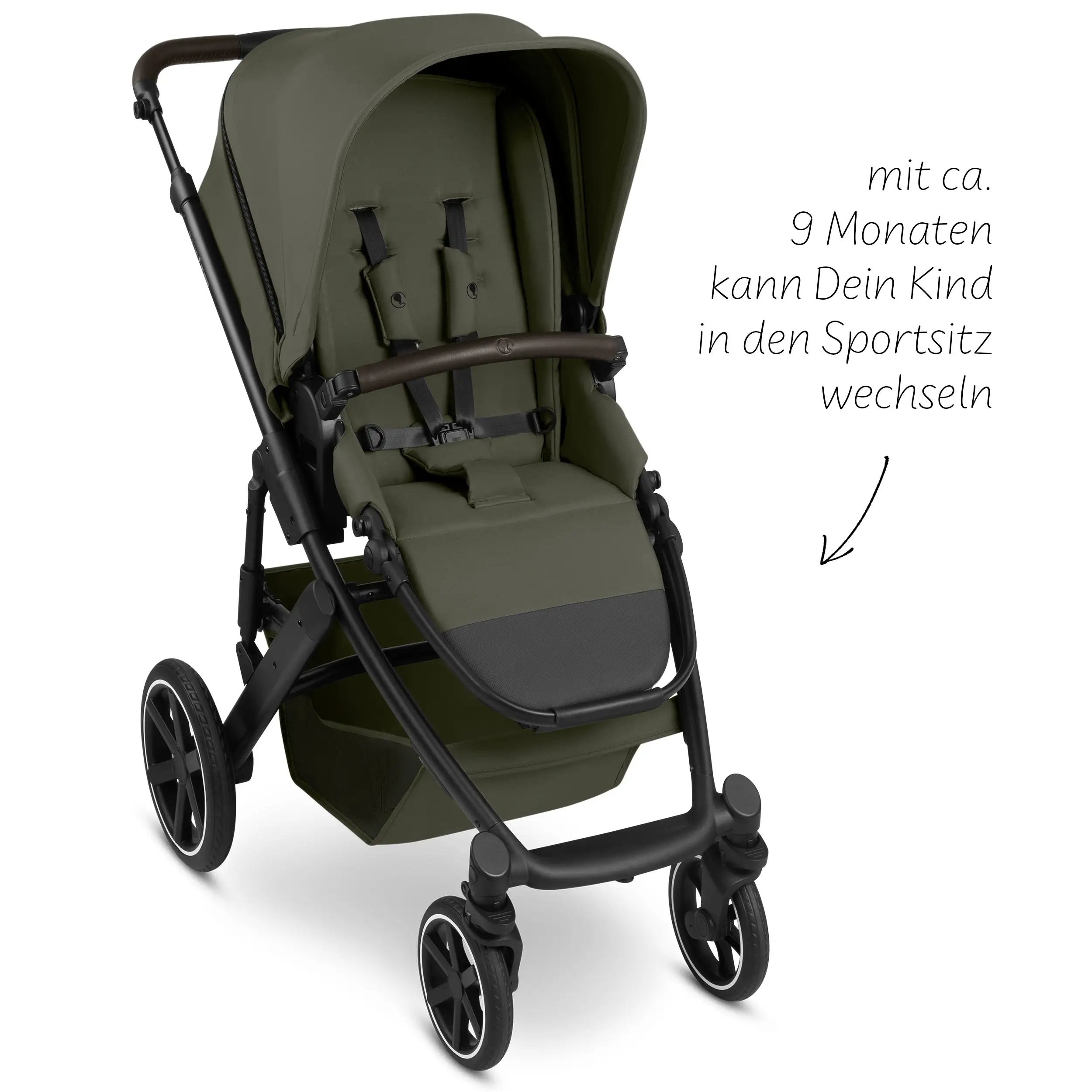 Set passeggino 4in1 Salsa Core incl. ovetto Calla con funzione reclinabile e base ISOFIX Root - Olive