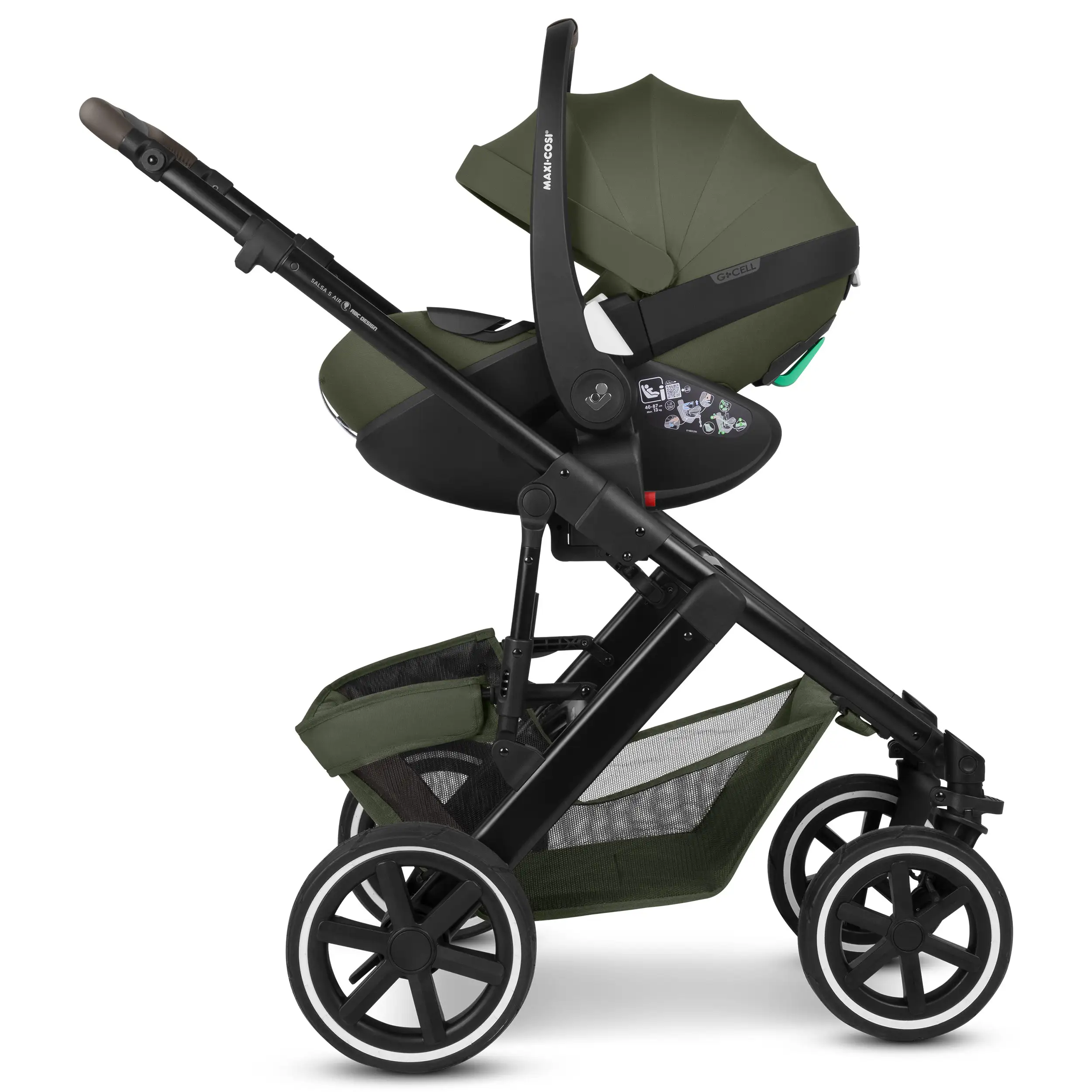 Set passeggino 3in1 Salsa 5 Air incl. Seggiolino per auto Maxi Cosi Pebble 360 Pro 2 - Avocado