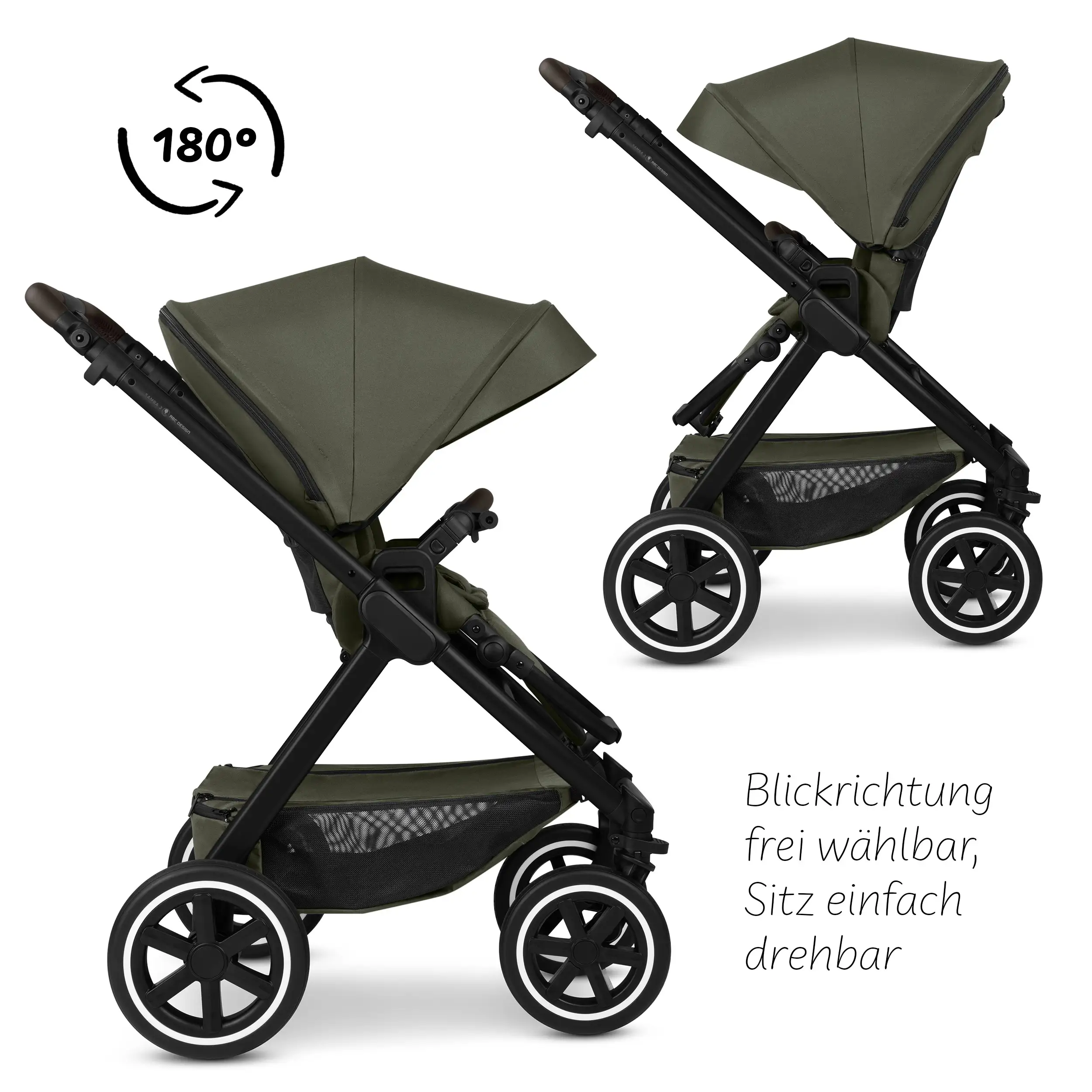 3in1-Kinderwagen-Set Samba 2 inkl. Babyschale Calla mit Liegefunktion - Avocado