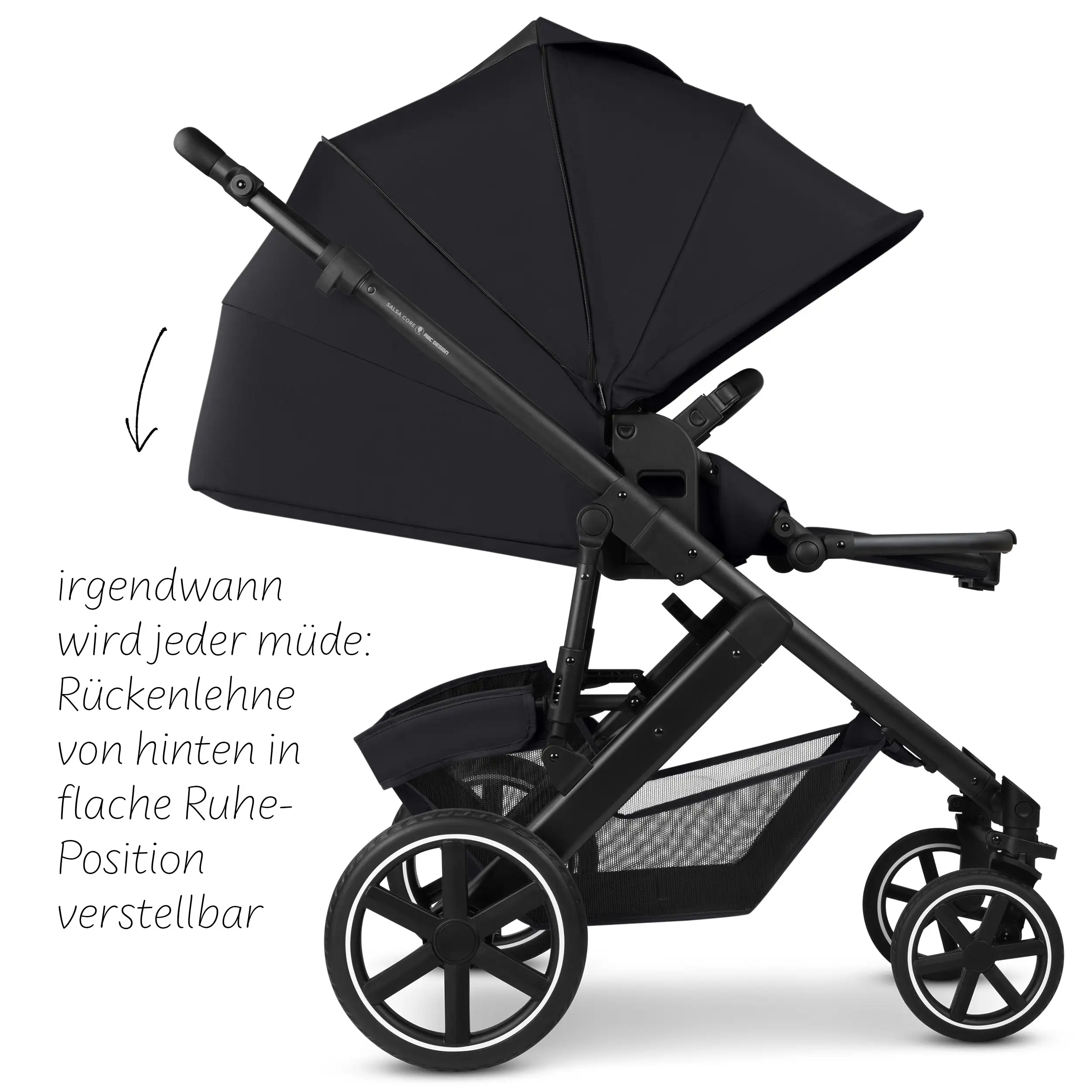 Set passeggino 3in1 Salsa Core incl. ovetto Calla con funzione reclinabile - Ink