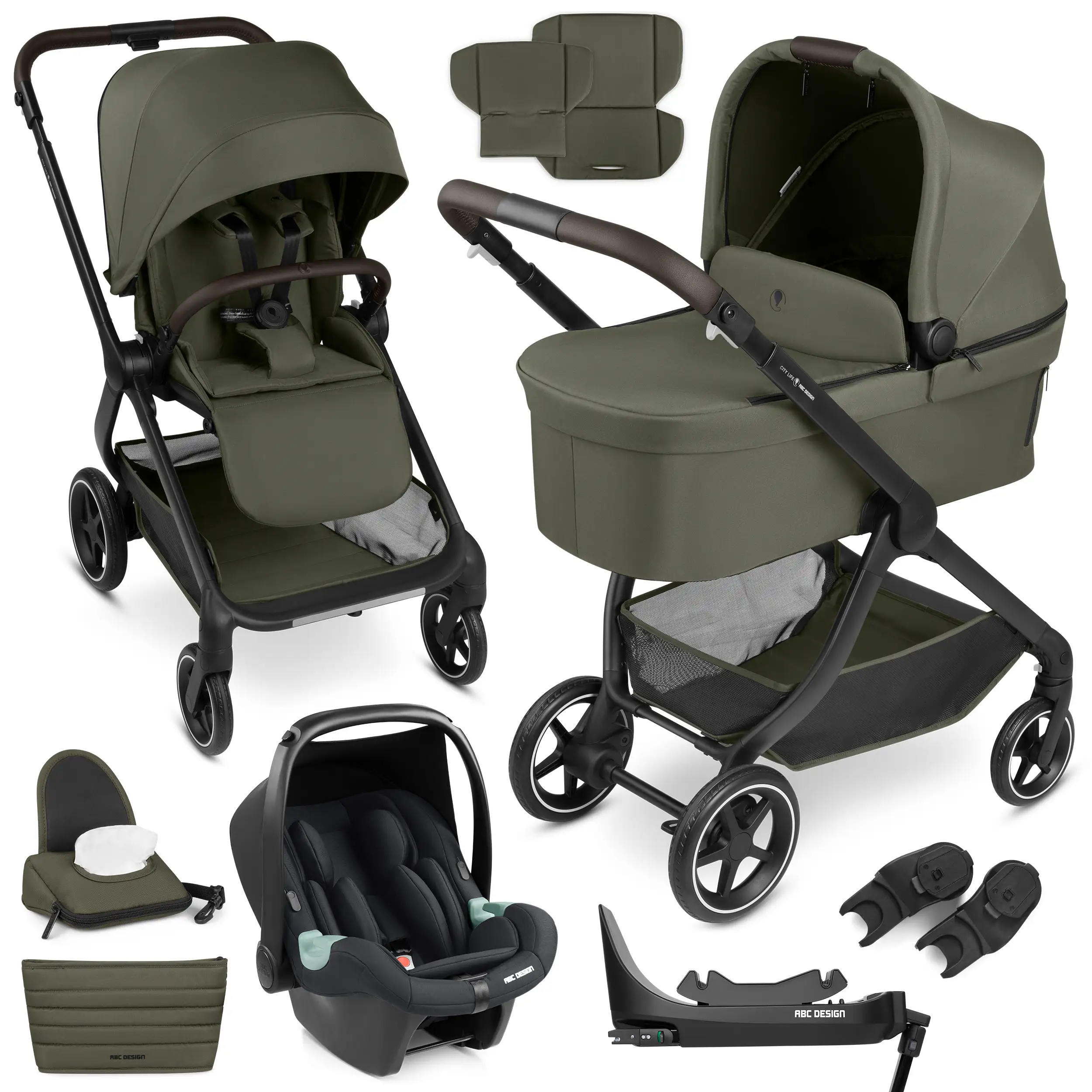 Set passeggino 4in1 City Life con base Isofix - Avocado
