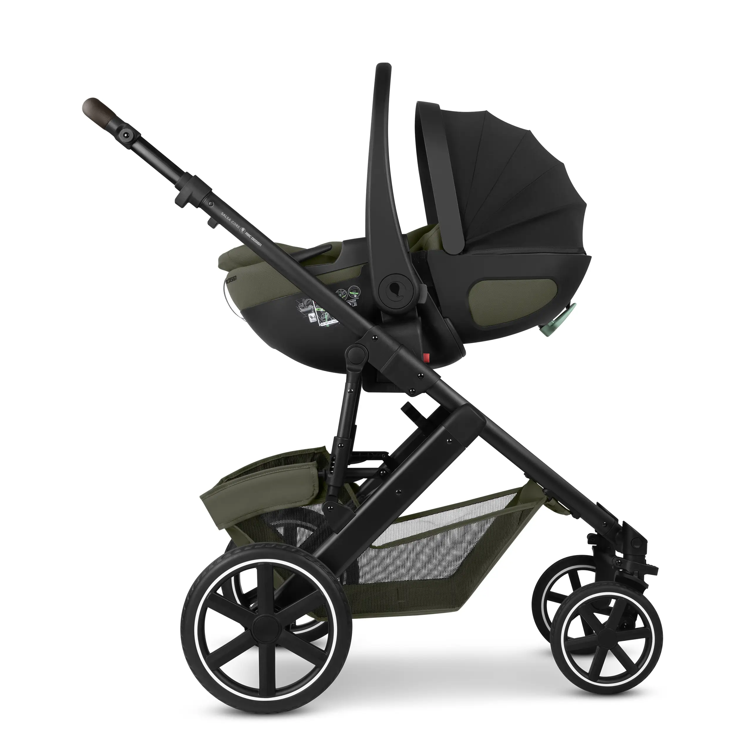 Set passeggino 3in1 Salsa Core incl. Seggiolino per auto Calla dotato di funzione reclinabile - Olive