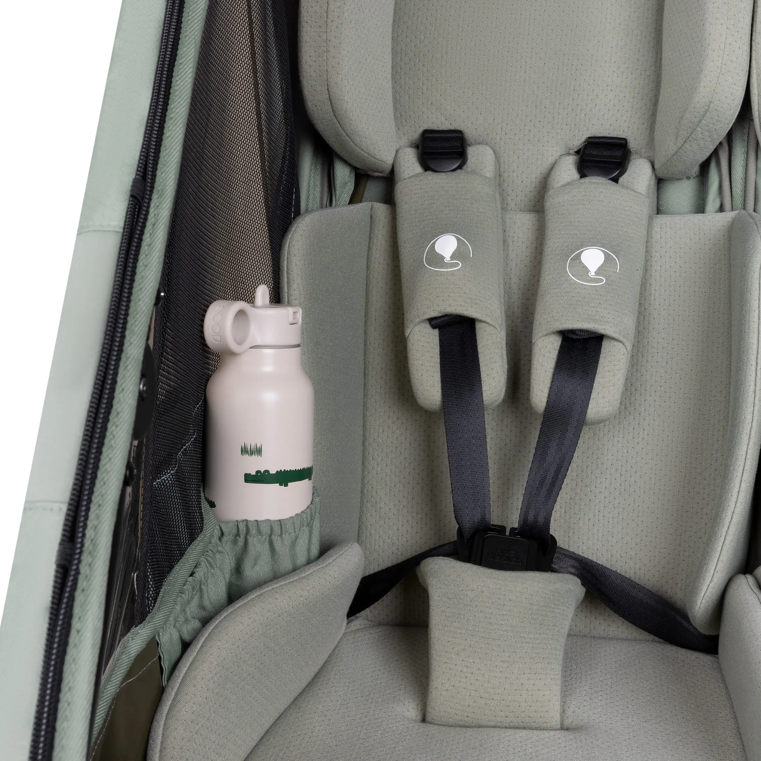 Rimorchio per biciclette Tour 2 con 2 comodi sedili e Ruote con camera d’aria - Olive