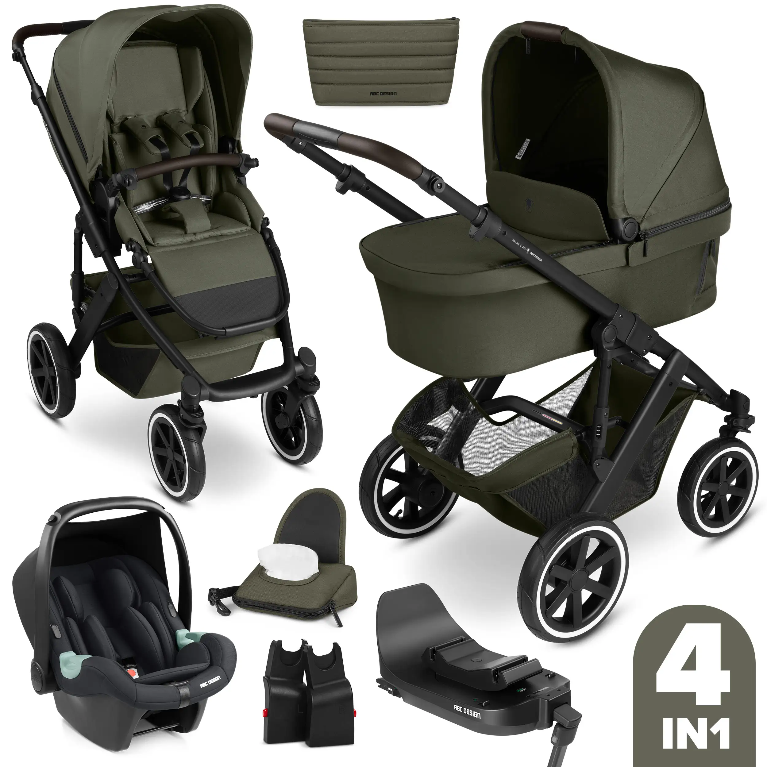 Passeggino 4in1 Salsa 5 Air con Base Isofix - Avocado