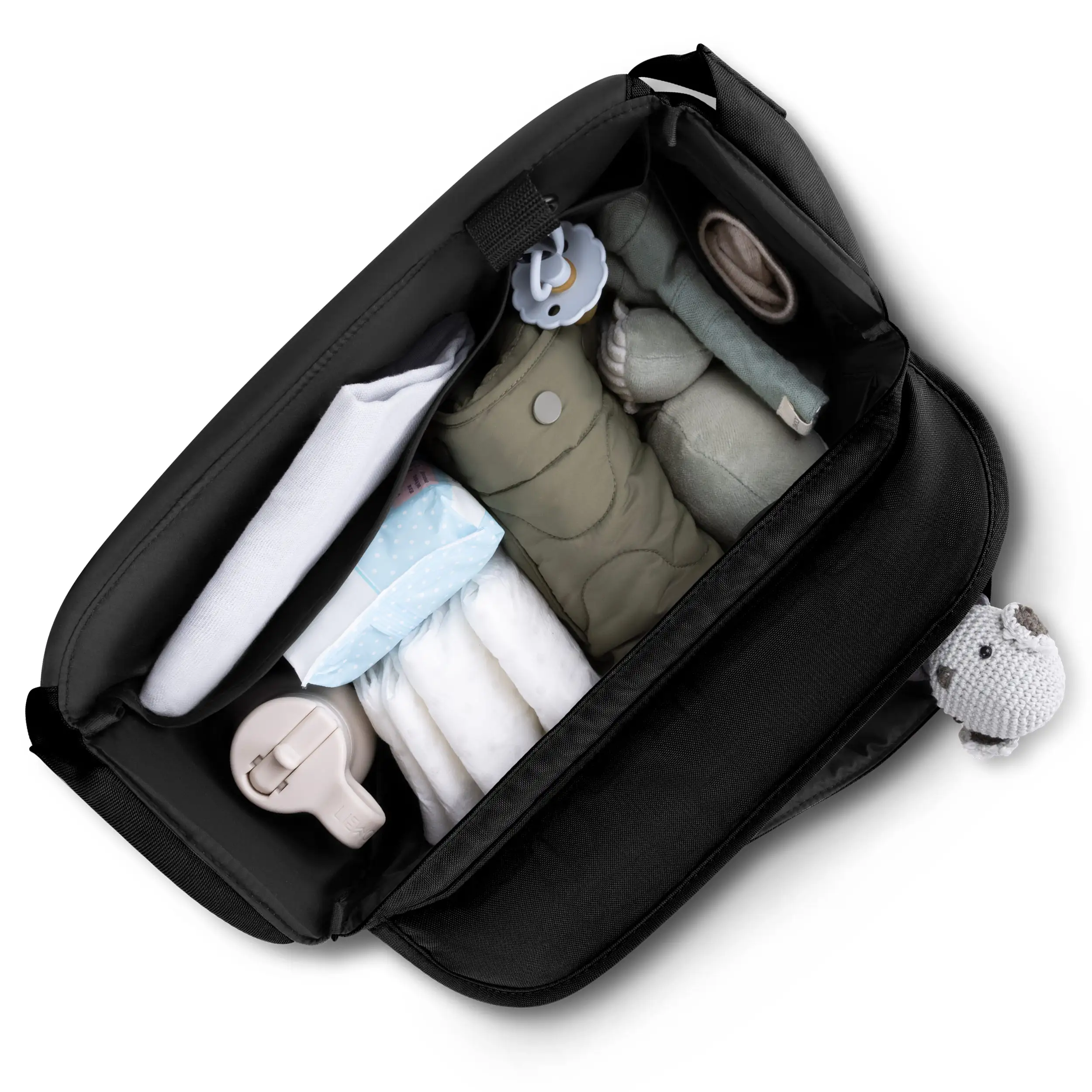 Set di accessori per passeggino - Borsa fasciatoio, coprigambe invernale, parapioggia e zanzariera - Black