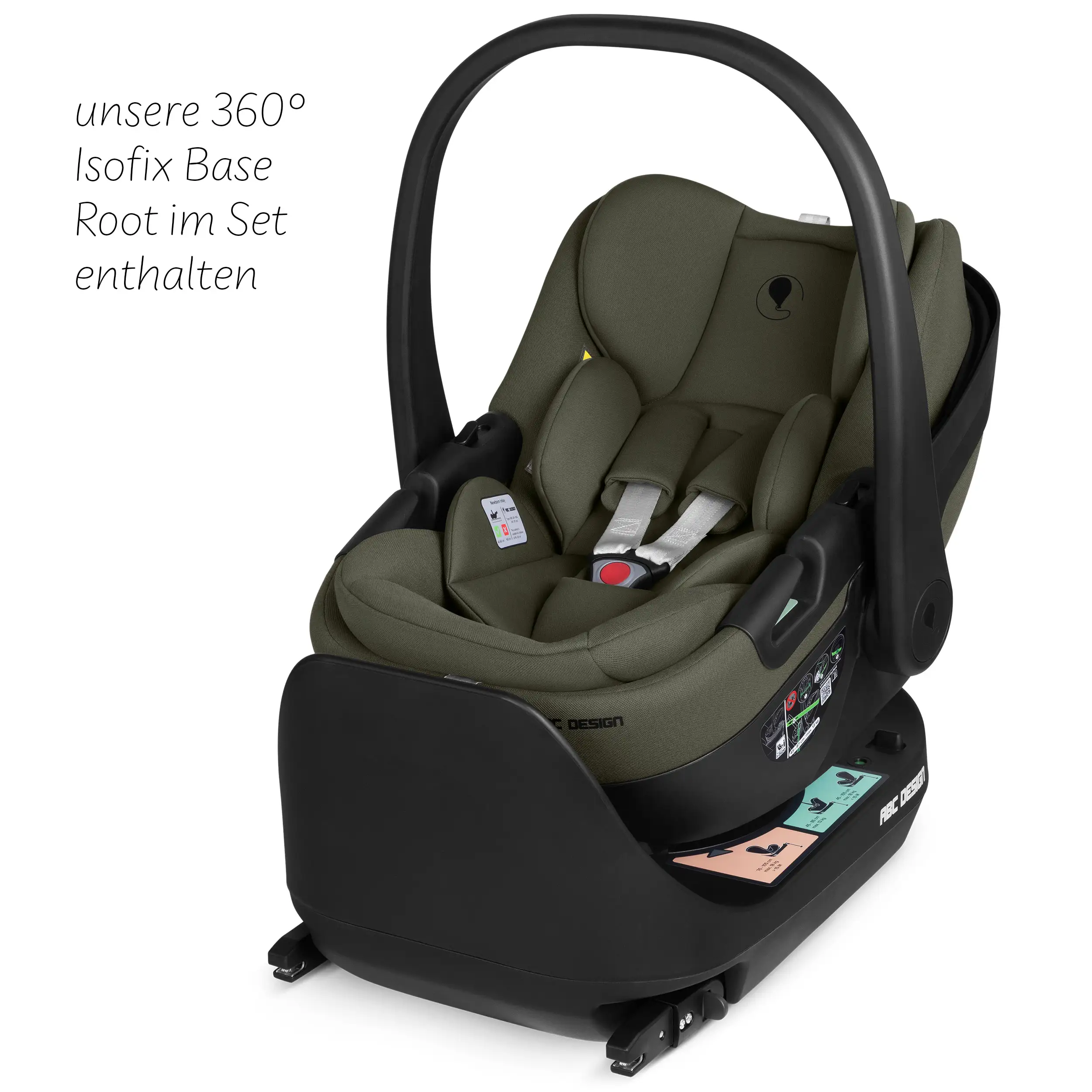 Set passeggino 4in1 Salsa Core incl. ovetto Calla con funzione reclinabile e base ISOFIX Root - Olive