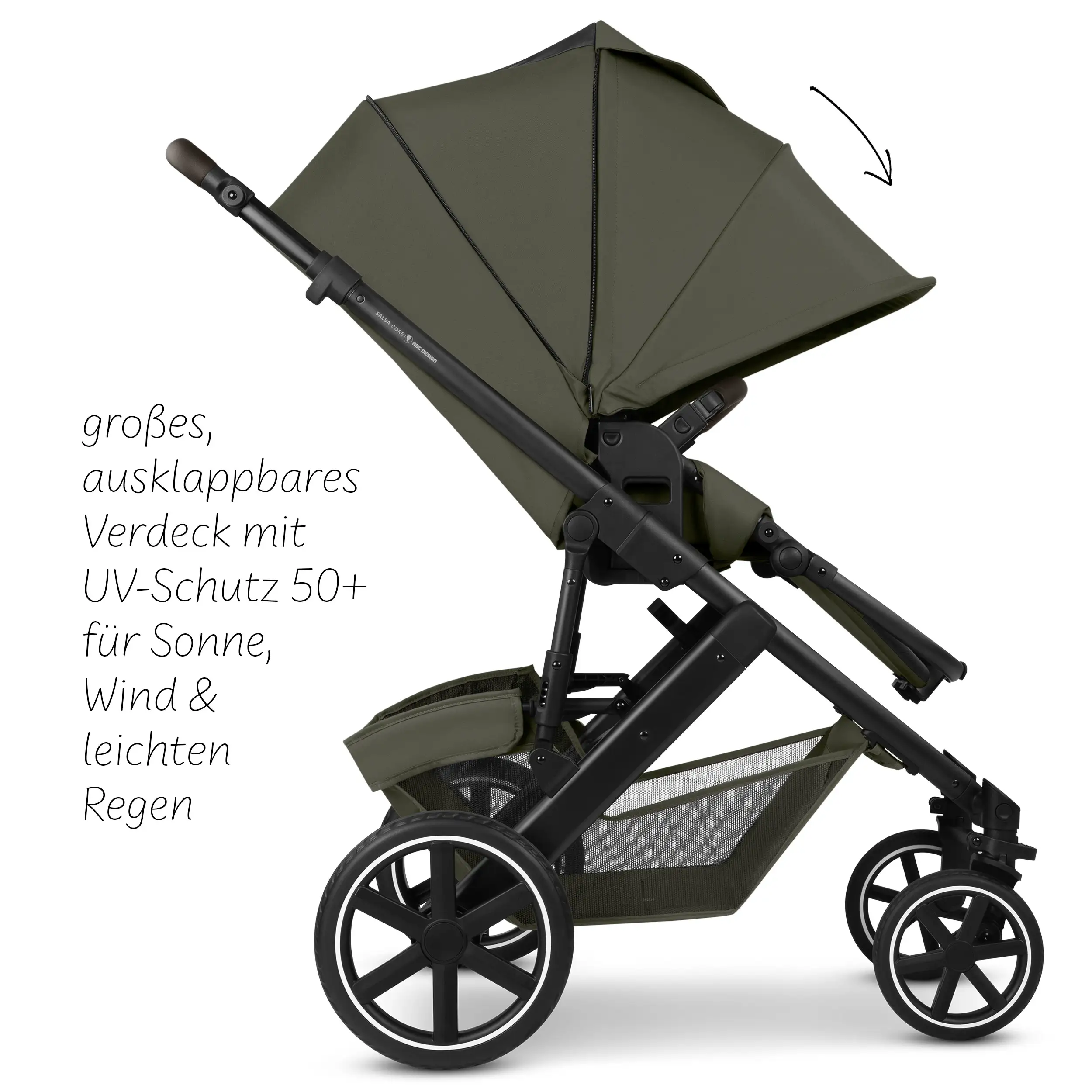 Set passeggino 4in1 Salsa Core incl. ovetto Calla con funzione reclinabile e base ISOFIX Root - Olive