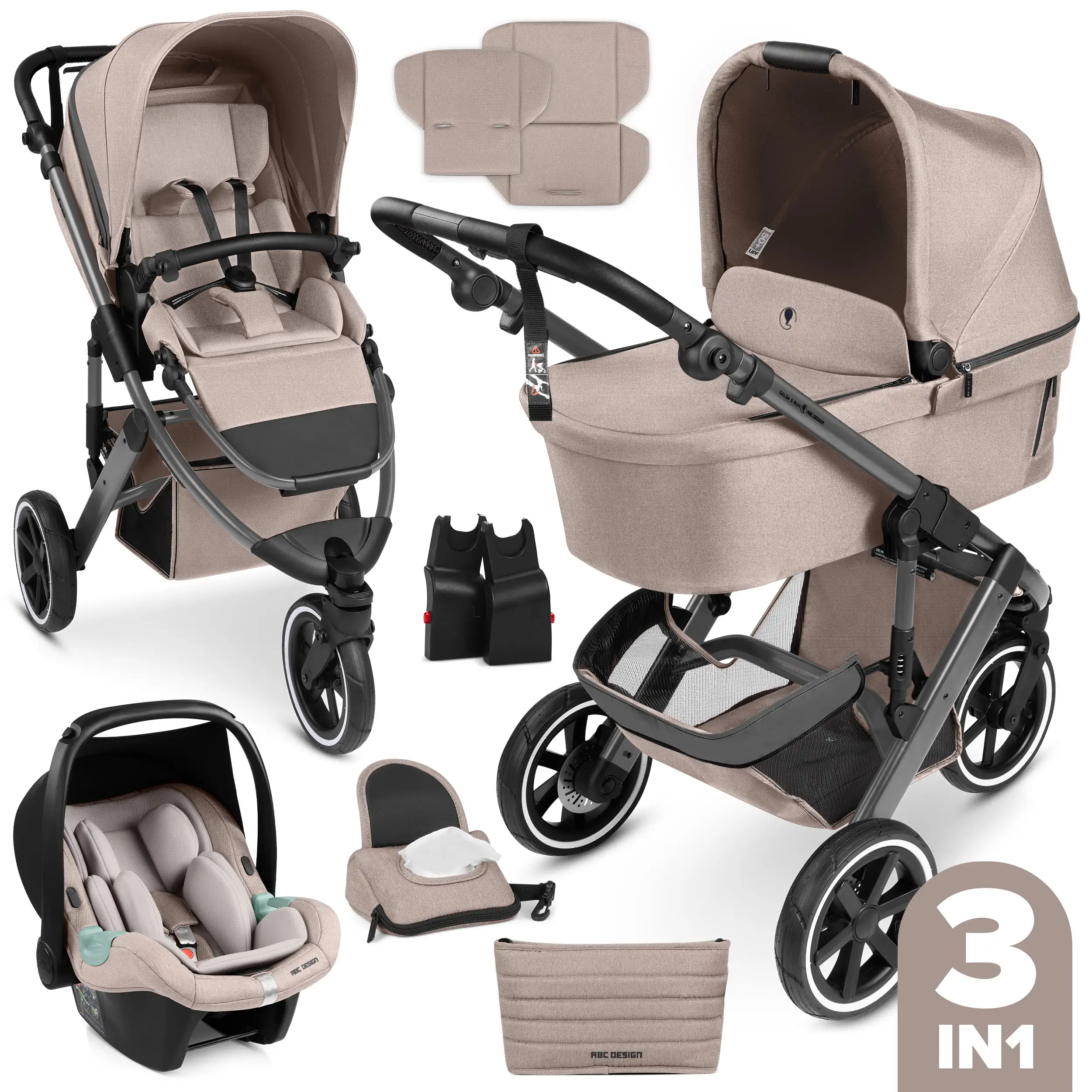 Set passeggino 3in1 Salsa 5 Run - Camel