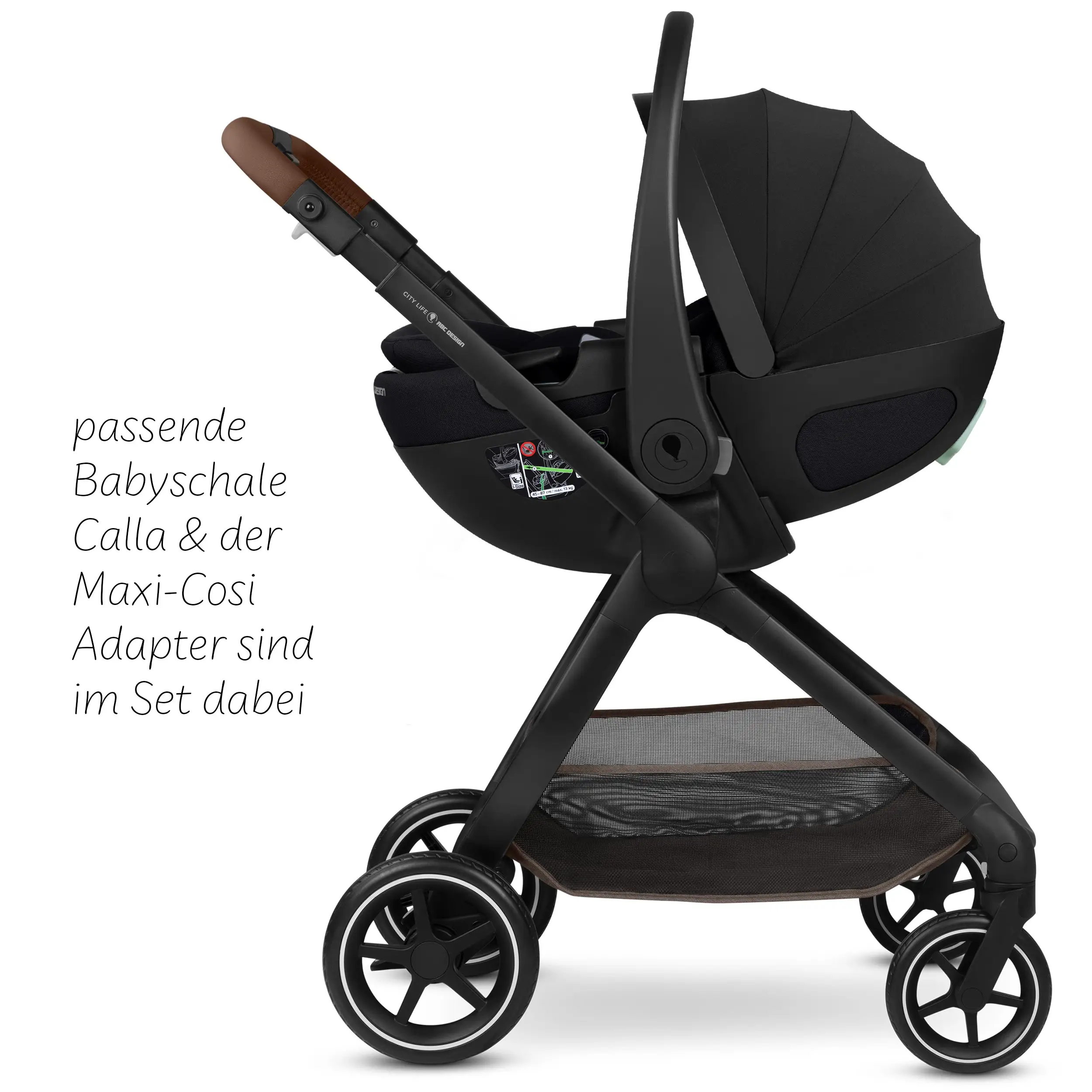 3in1-Kinderwagen-Set City Life inkl. Babyschale Calla mit Liegefunktion - Nature